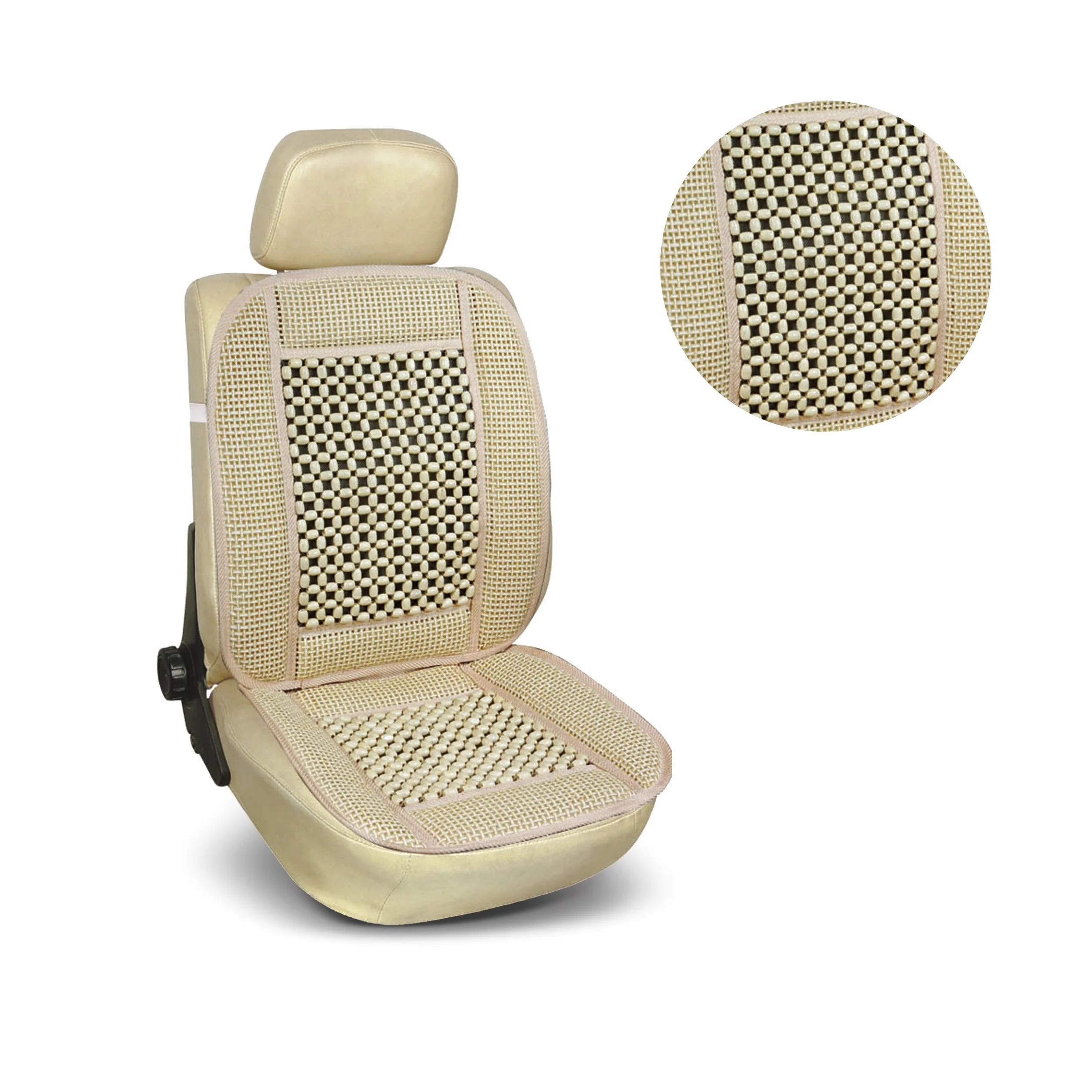 Bottari Schienale Estivo Auto California Fibra di Raffia con Micropalline Legno Effetto Massaggiante Avorio