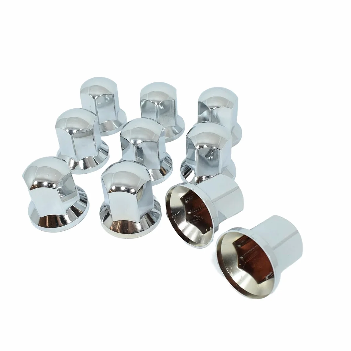 25x Tappi dado ruota lunghi 32 mm, cromati, in plastica, per rimorchio di camion