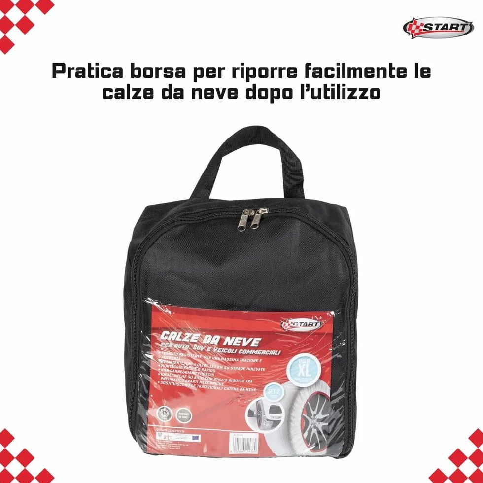 Calze da Neve Bianche Taglia XL Omologate EN 16662-1 Tessuto per Auto SUV Veicoli Commerciali