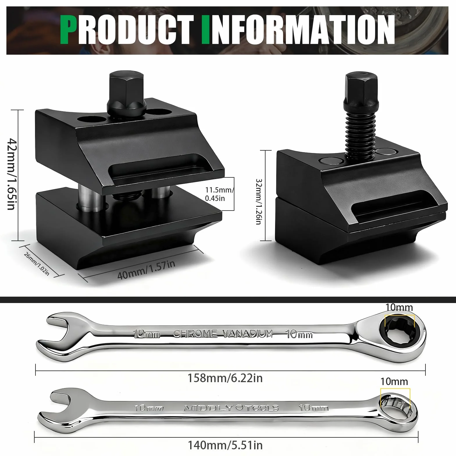 Mumjooyi Set Divaricatori Ammortizzatori Universali Corti Lunghi Alloggiamenti Cuscinetti Ruote Chiave Cricchetto Standard