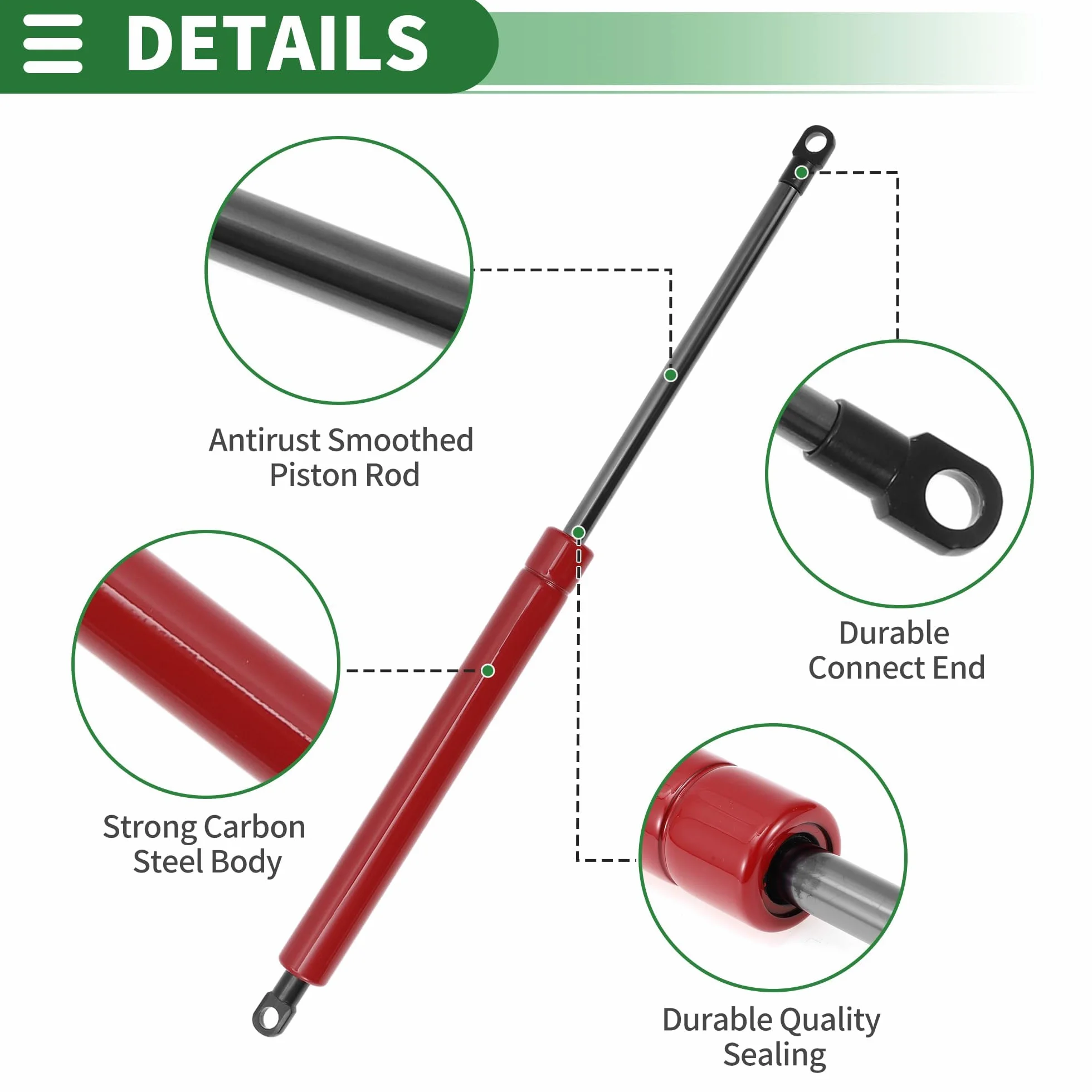 Motoforti 400mm/15.75" Pistoni a Gas 800N,Molle a Gas in Acciaio al Carbonio Rosso 2 Pz RV Auto Cassetta degli Attrezzi Coperchio Scatola di Stoccaggio Coperchio Porta Armadio