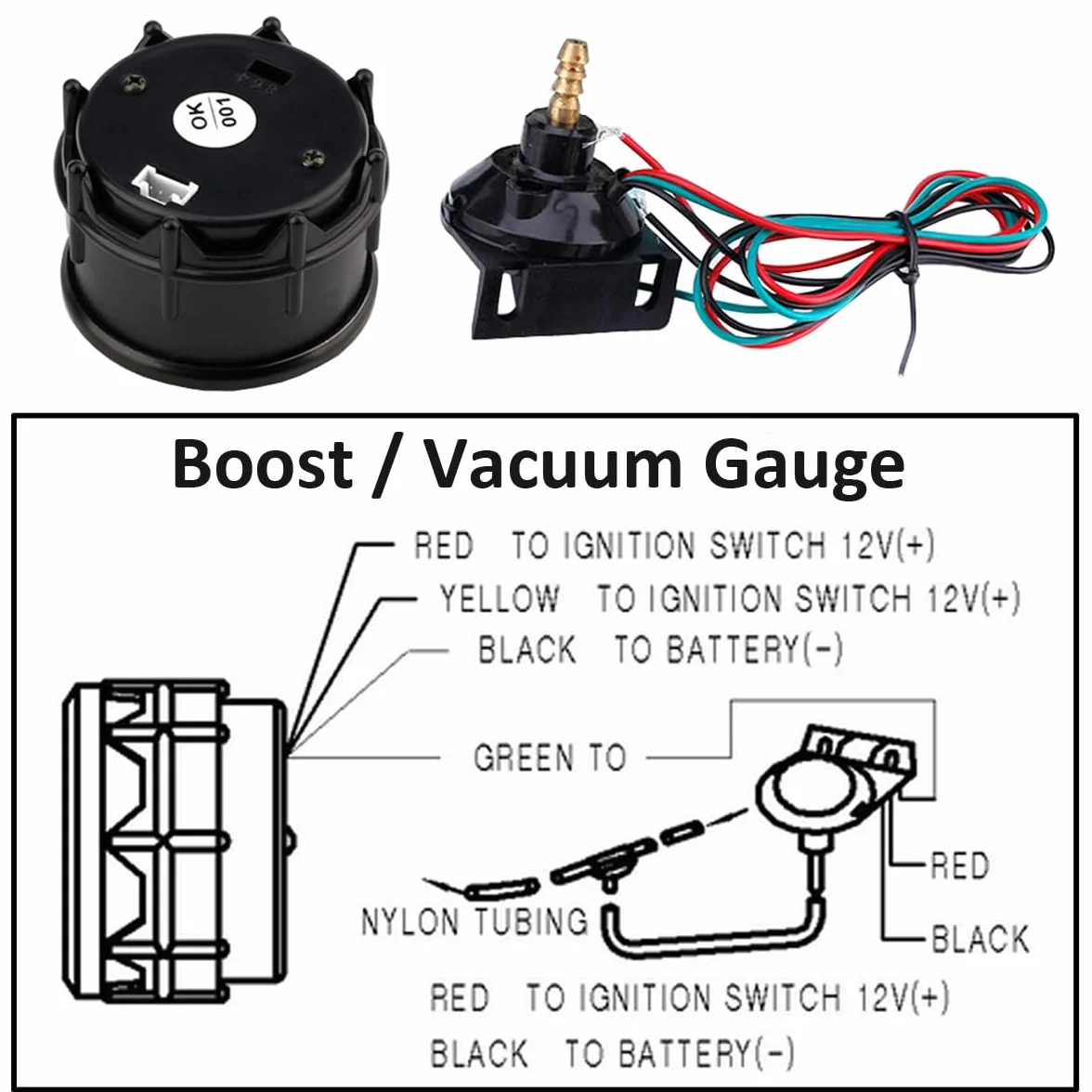 Indicatore di Boost per Auto 52mm Turbo Boost Manometro Con Sensore 12V Blu Luce Digitali Turbo Pressione Strumenti Calibro Spinta Gauge Misuratore -1 a +3 Bar
