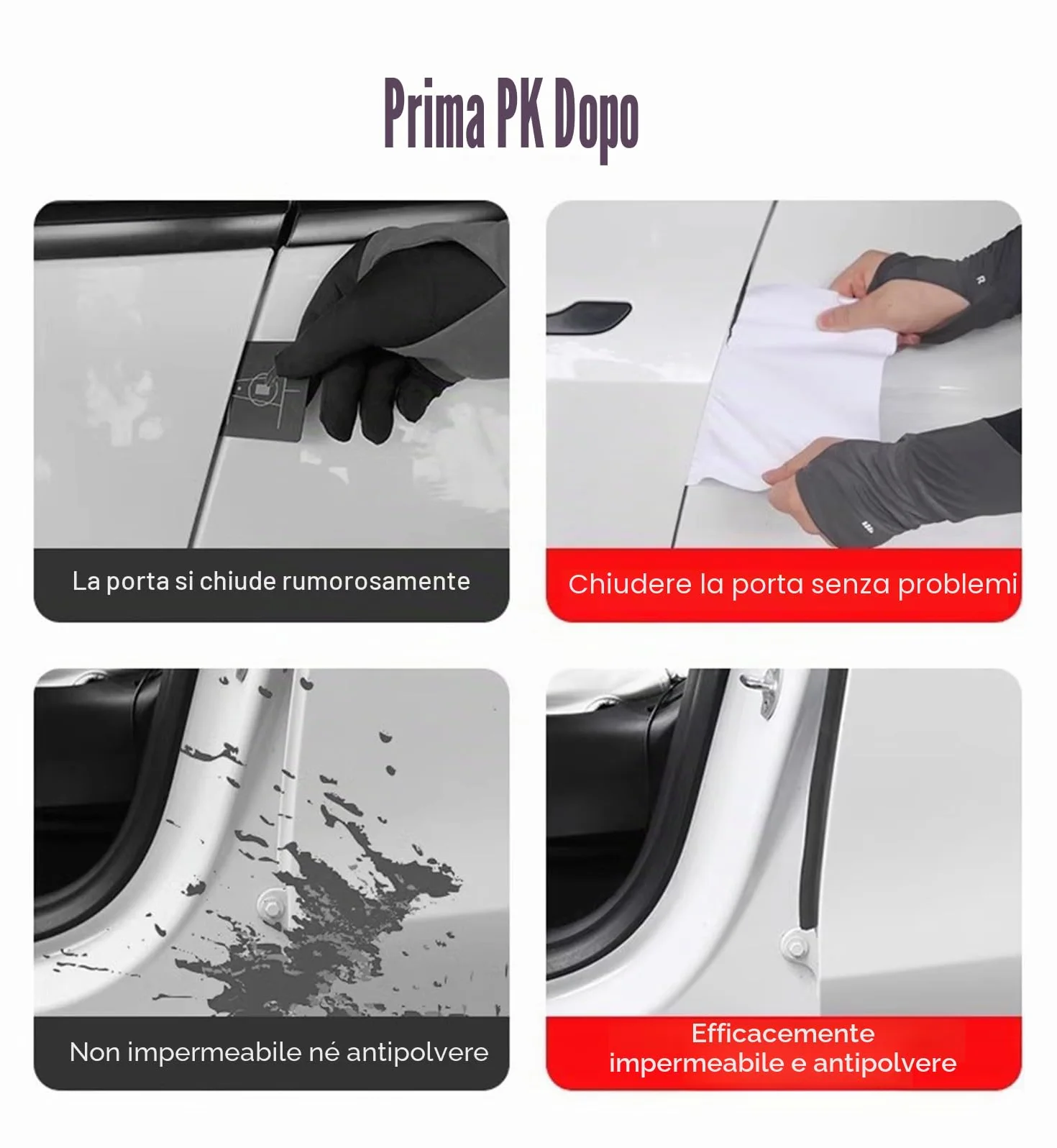 Kit Guarnizioni per Porte per Tesla Model 3 2016-2023, Striscia di Gomma Insonorizzante per porte e finestre per auto, Striscia di Tenuta in Gomma per Cavi Meteorologici per Model 3