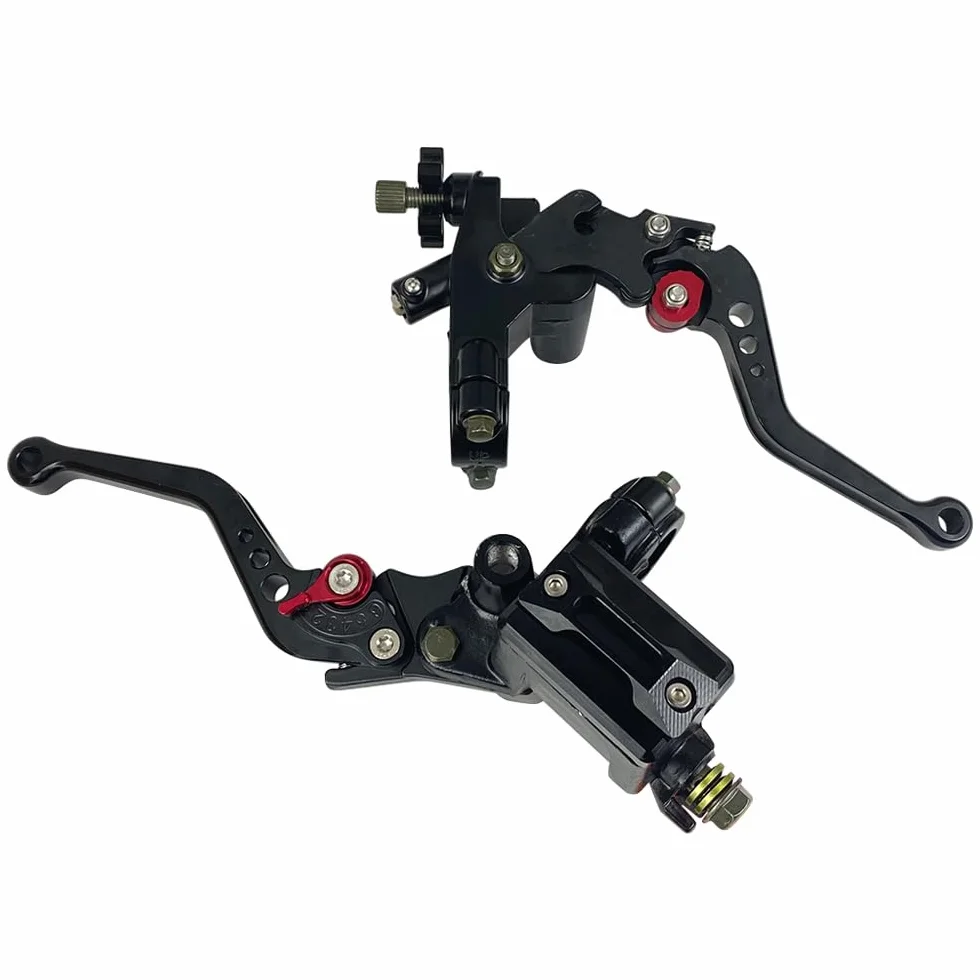 Upgrade 7/8" 22mm Universale Pompa Cilindro Maestro Freno Leva frizione Sinistra Destra Set Compatibile con Polaris Yama-ha Suzuki Honda Kawa-saki Moto (Nero)