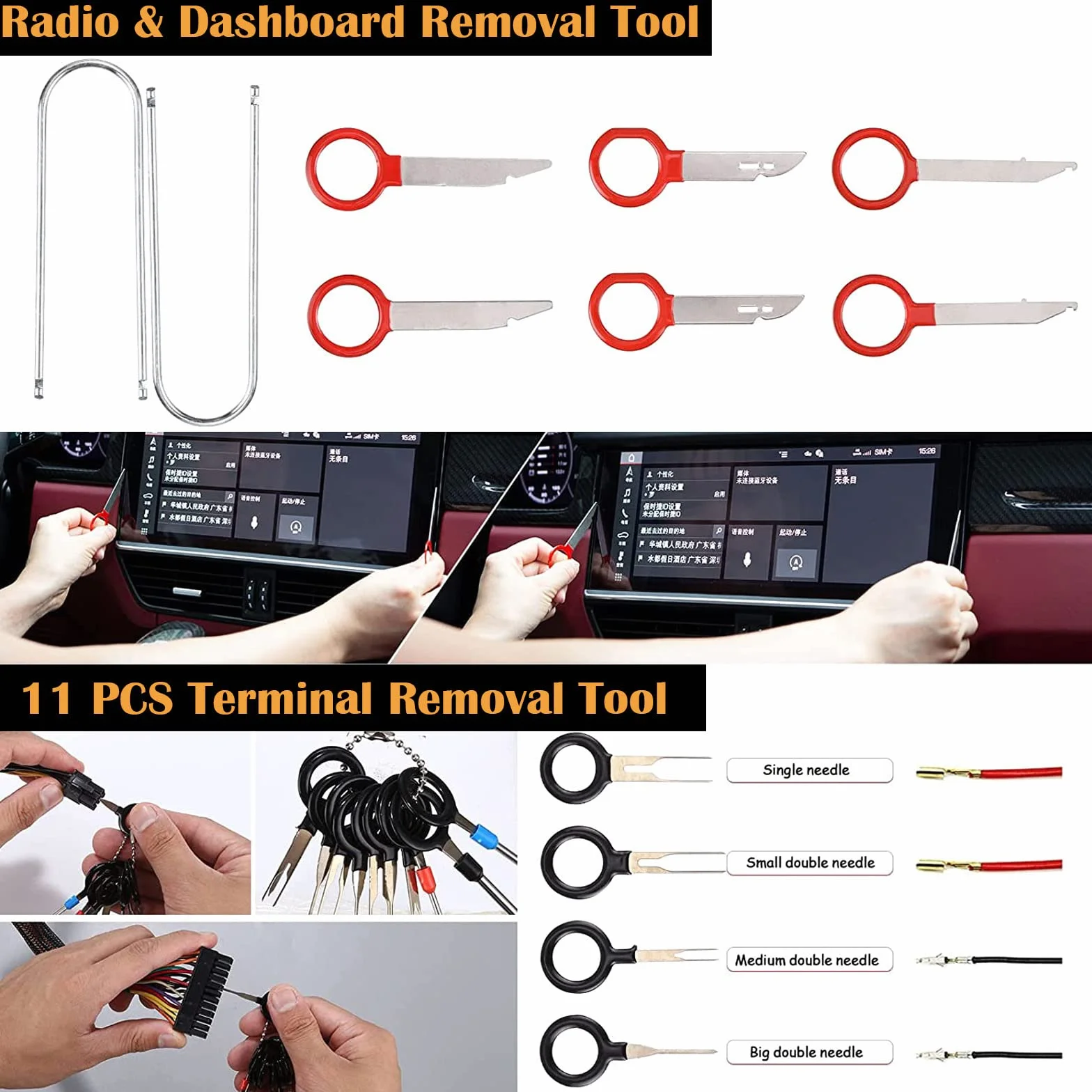 Kit Leve Smontaggio Interni Auto 280Pcs Attrezzi Smontare Plastiche con 120 Clips