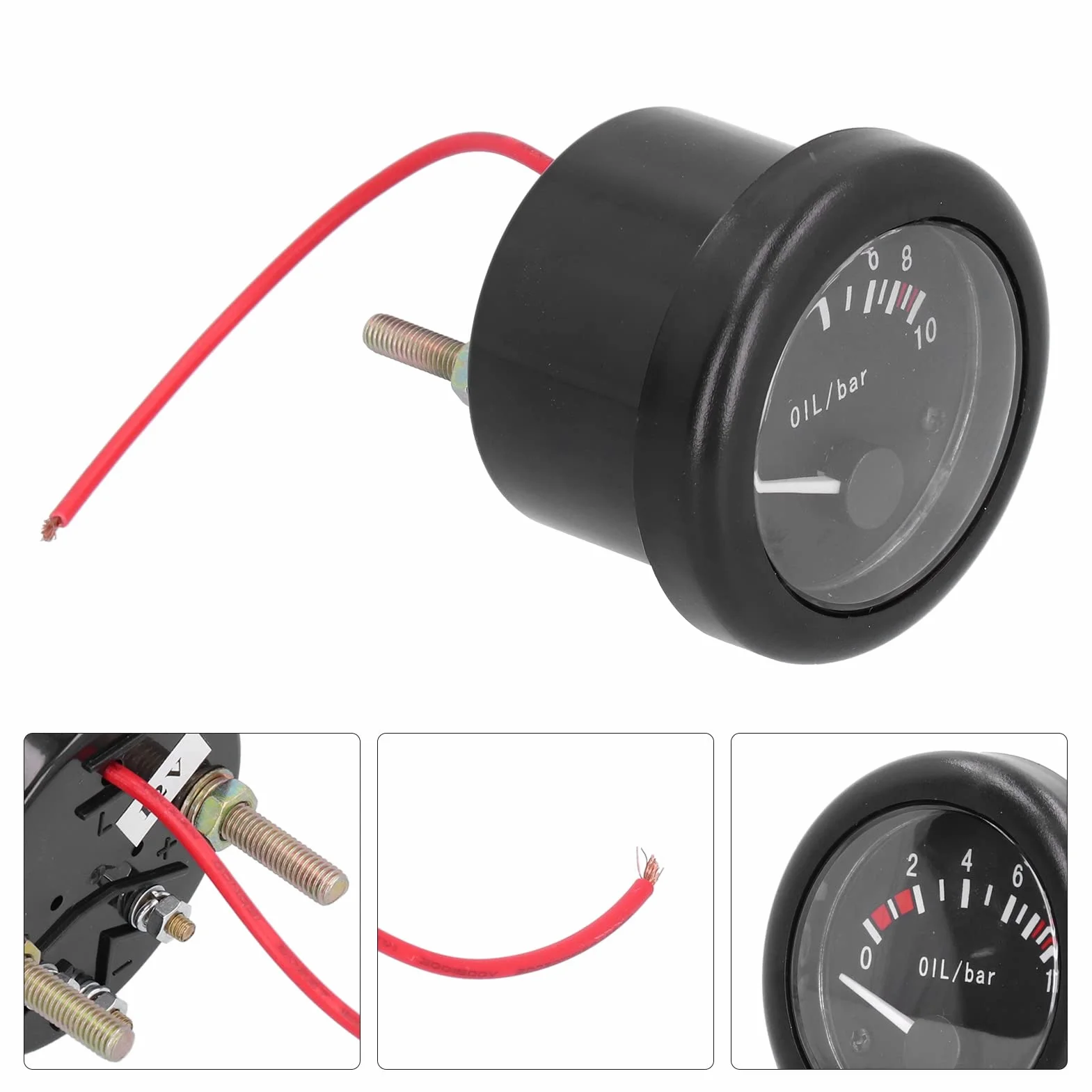 Aramox Manometro Dell'olio, Puntatore del Manometro Dell'olio per Motori Marini Retroilluminazione a LED con Spia del Sensore di Avvertimento 12V