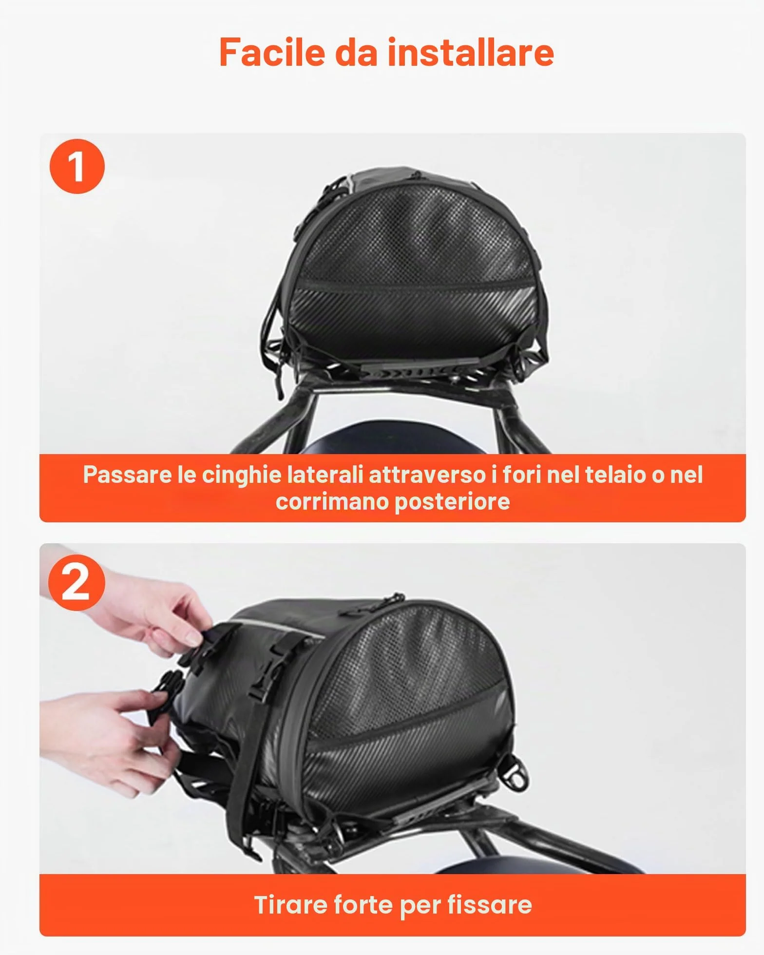 VEVOR Borsa Posteriore per Moto, Espandibile 10 L, Impermeabile, Antipioggia, Zaino, Tracolle, Tasca, Nero