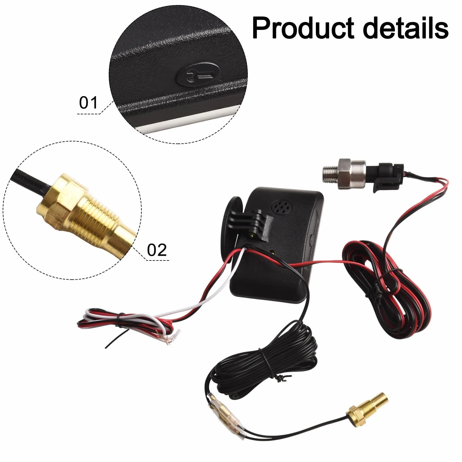 Manometro digitale LCD 4 in 1 per auto con misuratore di pressione dell'olio, visualizzazione della temperatura dell'acqua, indicatore del livello del carburante e voltmetro, ampia gamma 9-39 V