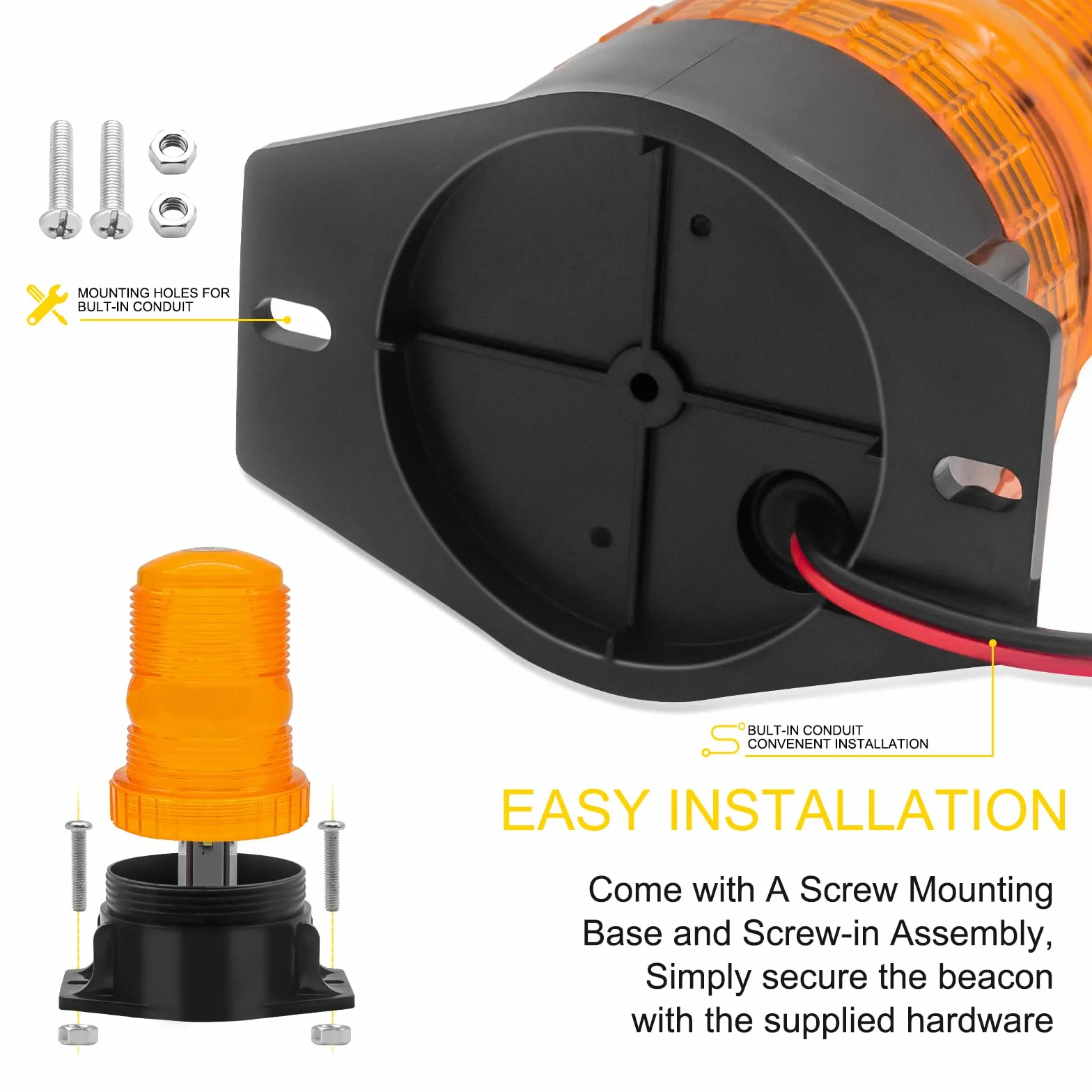Biqing Girofaro LED veicolo arancione 30 LED 12V 24V luci di emergenza flash sicurezza
