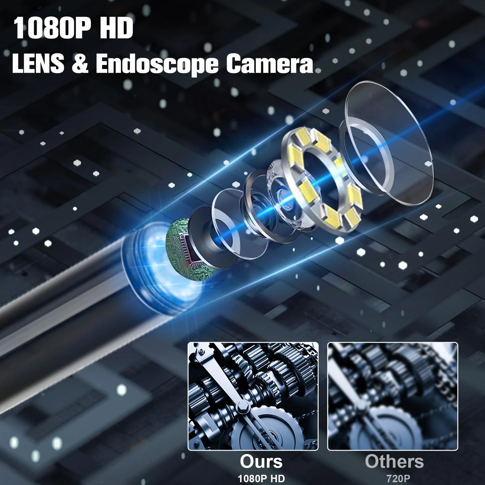 VINATO Endoscopio Smartphone 10m 1080P HD IP67 Sonda 8mm 8 LED Type-C
