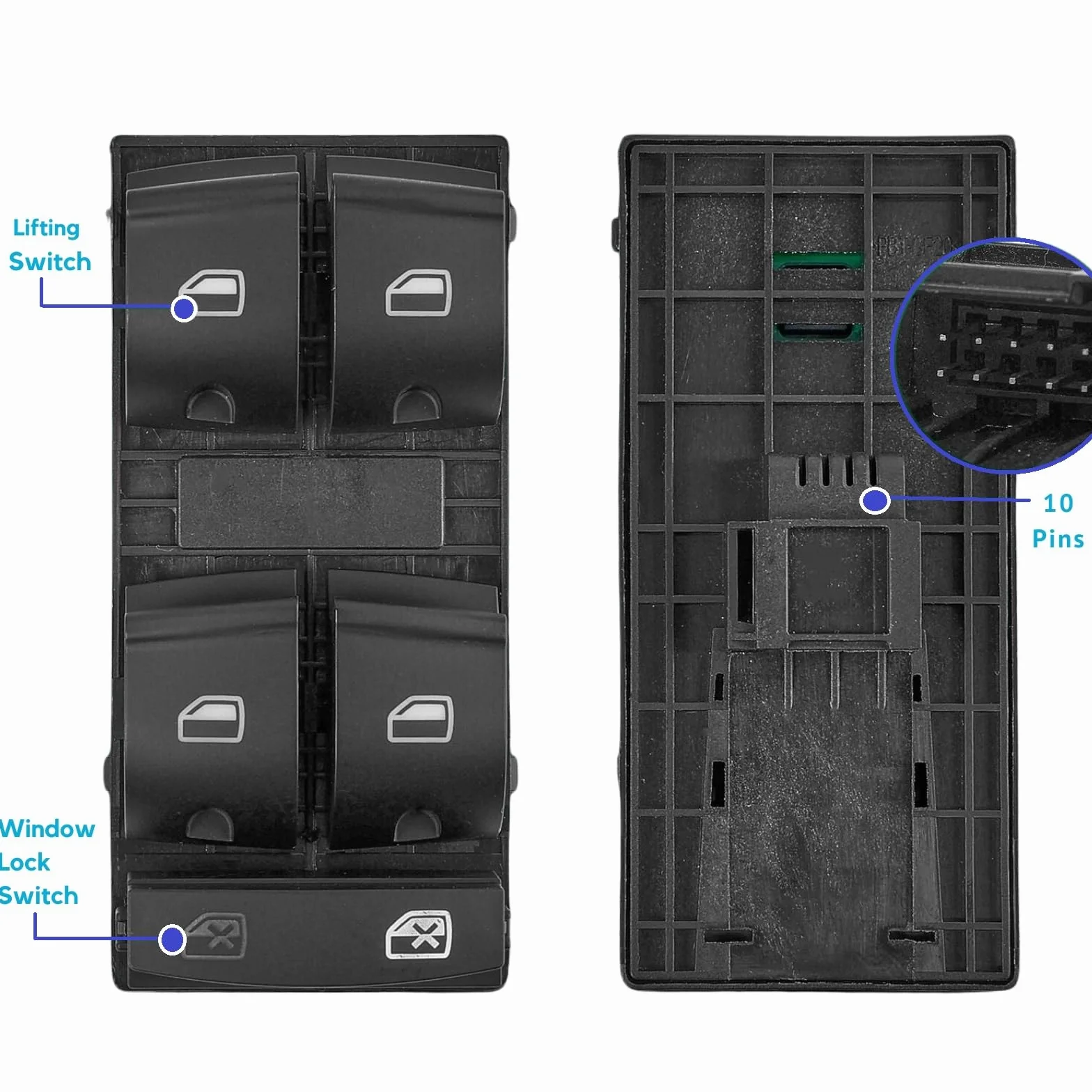 Interruttore Alzacristallo 4F0959851F Compatibile con Audi A3 S3 A6 S6 RS6 Q7 Porta Anteriore Sinistra