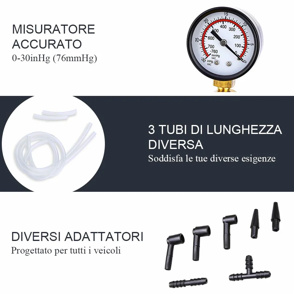 Kit Spurgo Freni 17pcs Tester Pompe a Vuoto per Autoveicoli