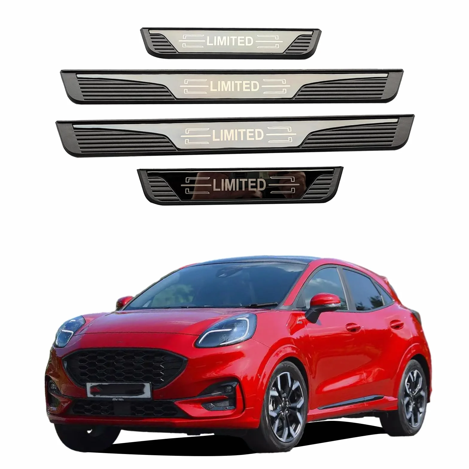 Protezione battitacco per Ford Puma in acciaio con protezione portiera in plastica, protezione ingresso portiera auto Accessori 2019 2020 2021 2022 2023 2024