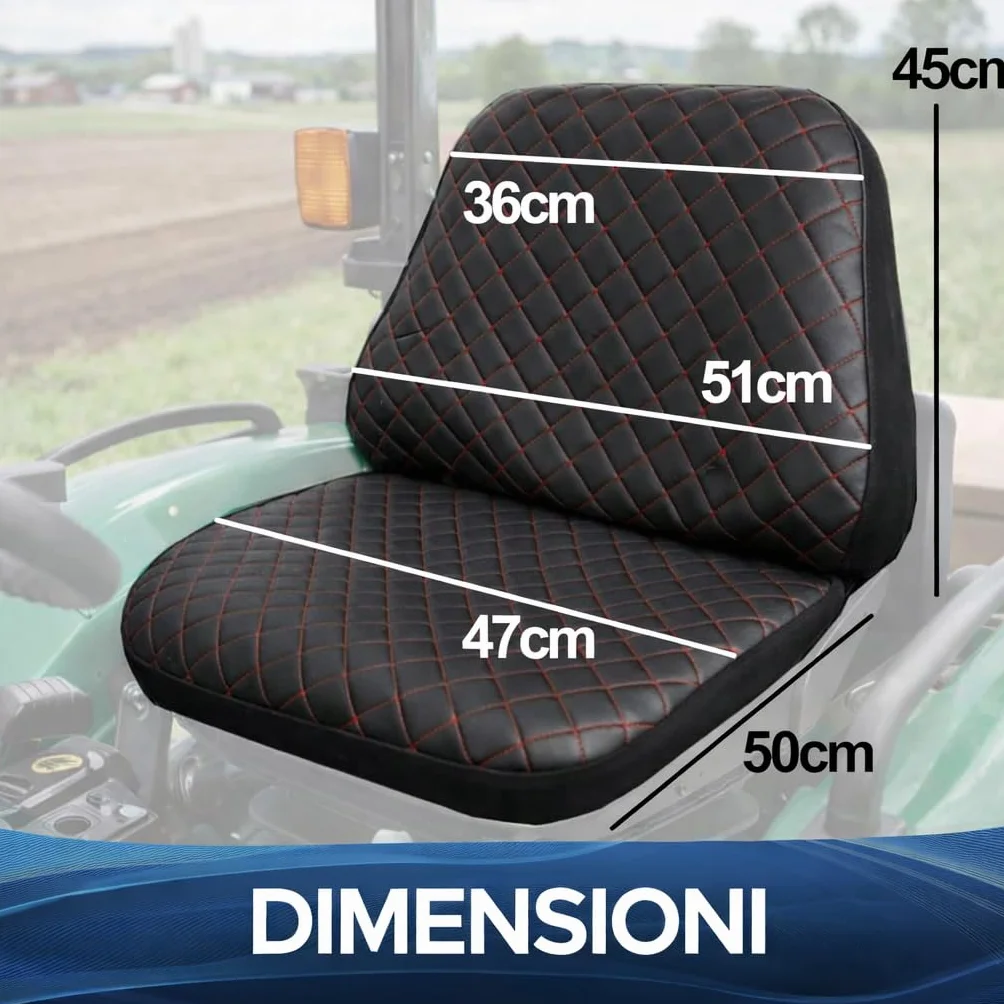 Coprisedile Universale per Trattore in Ecopelle Trapuntata Cuciture Rinforzate Grigio Nero