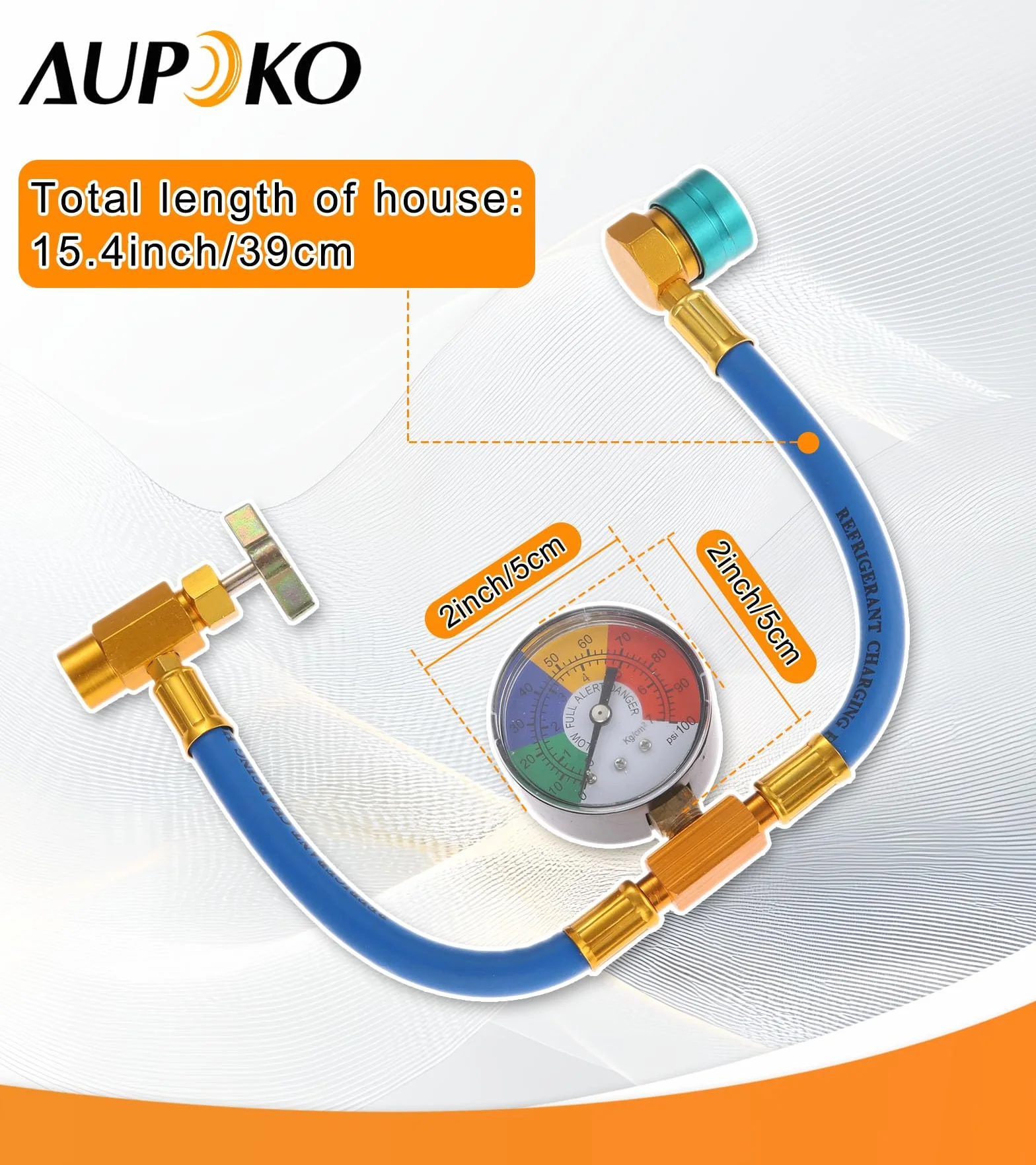 Aupoko R1234YF R1234YF - Kit per tubo di ricarica refrigerante Acme a sinistra per auto e casa A/C Refrigerant System R1234YF Low Side Quick Coupler e manometro per auto e casa A/C Refrigerant System