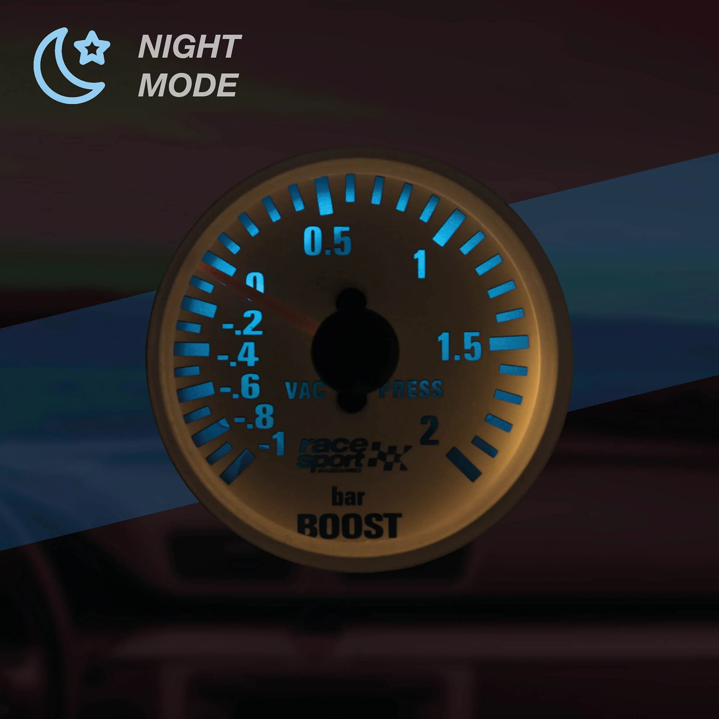 Sumex Gaug701 Race Sport - Manometro Pressione Turbo Race Sport, 52mm, 12V