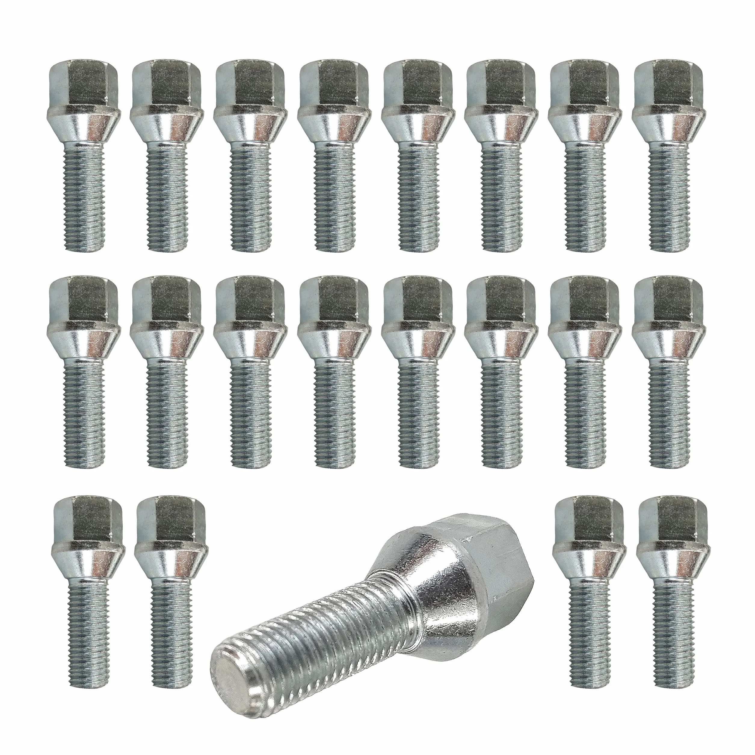 TRACER - 20 bulloni per ruota M12 x 1,25, 28 mm, sede conica, 60° compatibile con Citroen
