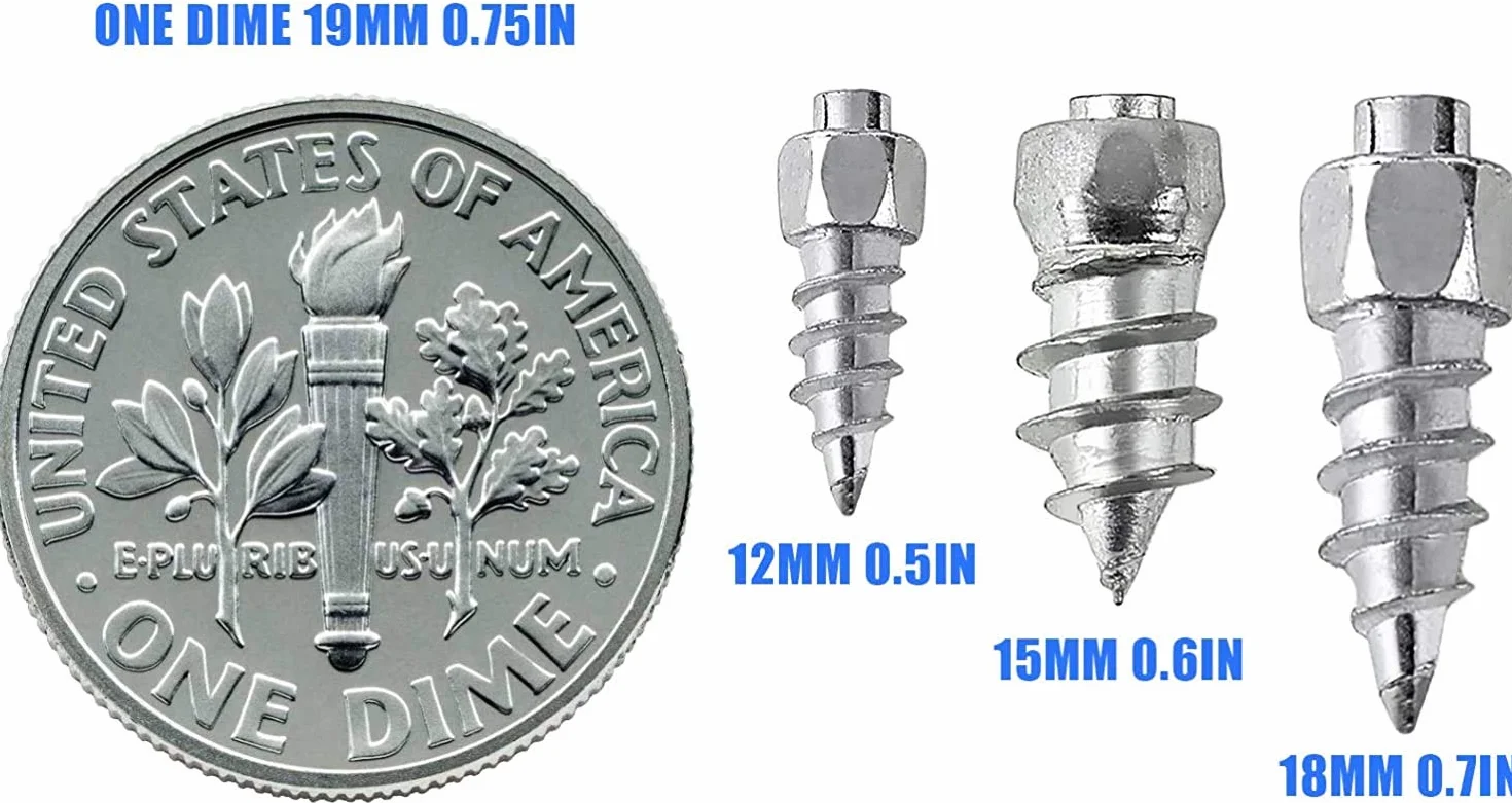 100PCS SUV ATV Car Tire Stud Screw & Sleeve Kit Truck Antiscivolo Punta in metallo duro Catene da neve Spikes Borchie (12 mm)