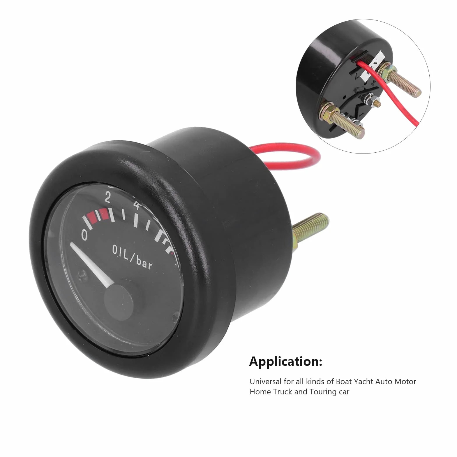 Aramox Manometro Dell'olio, Puntatore del Manometro Dell'olio per Motori Marini Retroilluminazione a LED con Spia del Sensore di Avvertimento 12V