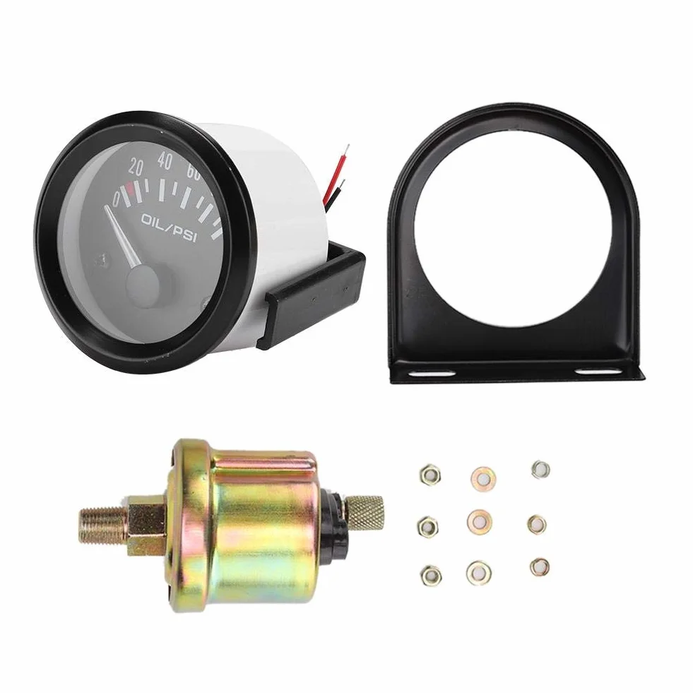 Manometro dell'Olio Elettromagnetico 52mm 12v Kit di Misurazione a Pressione