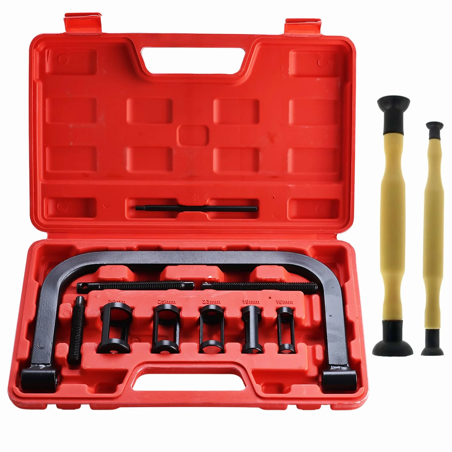 FreeTec 12 Pezzi Compressore Molle Valvole, 16-30mm Set Compressore Molle Valvole con Smerigliavalvole, Morsetto C Massiccio Attrezzo Compressore Molle della Valvola per Motore Moto Auto
