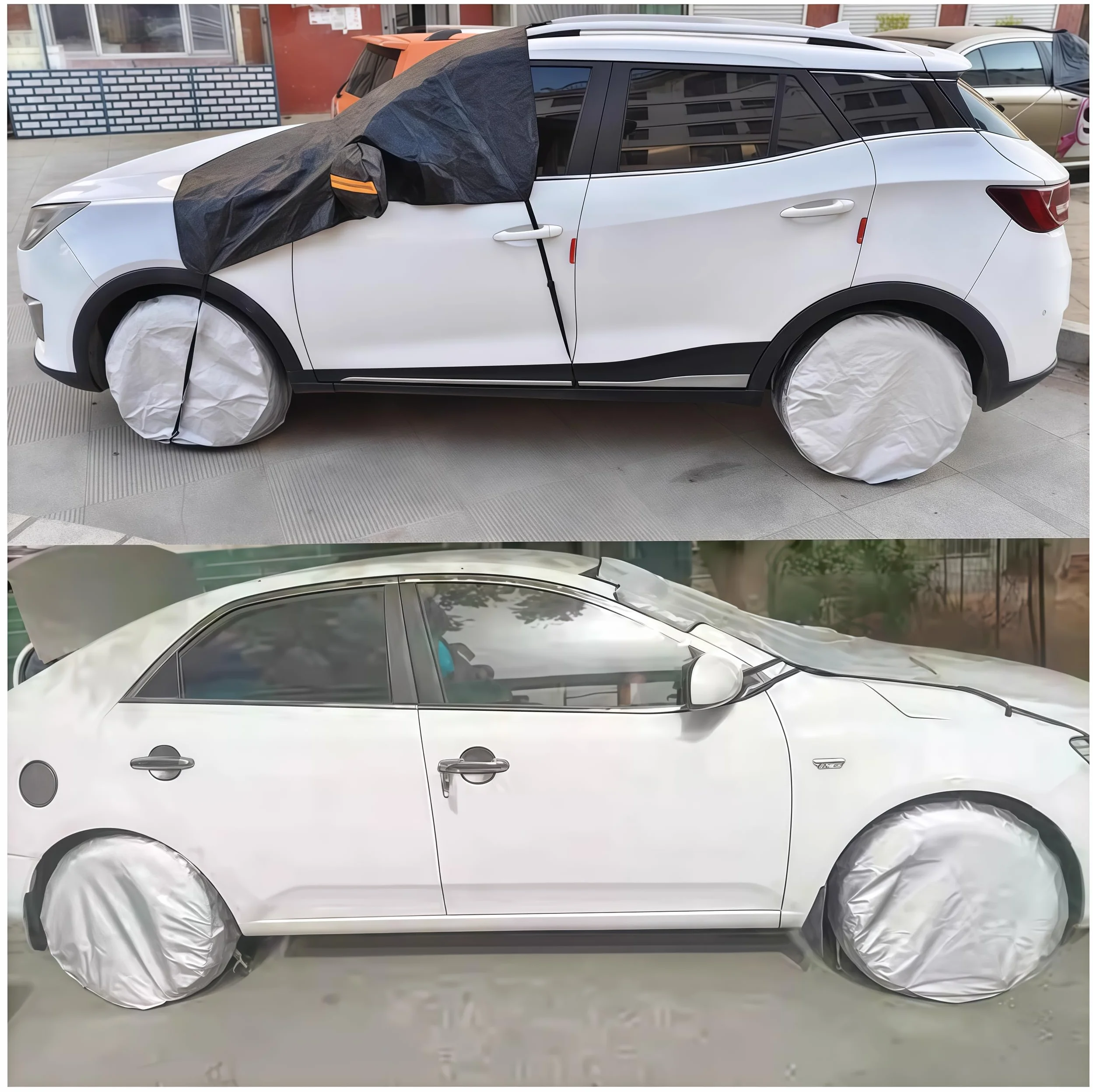 Copertura di protezione per pneumatici impermeabile in fibra di poliestere argento 27-29 pollici auto Jeep RV SUV rimorchio
