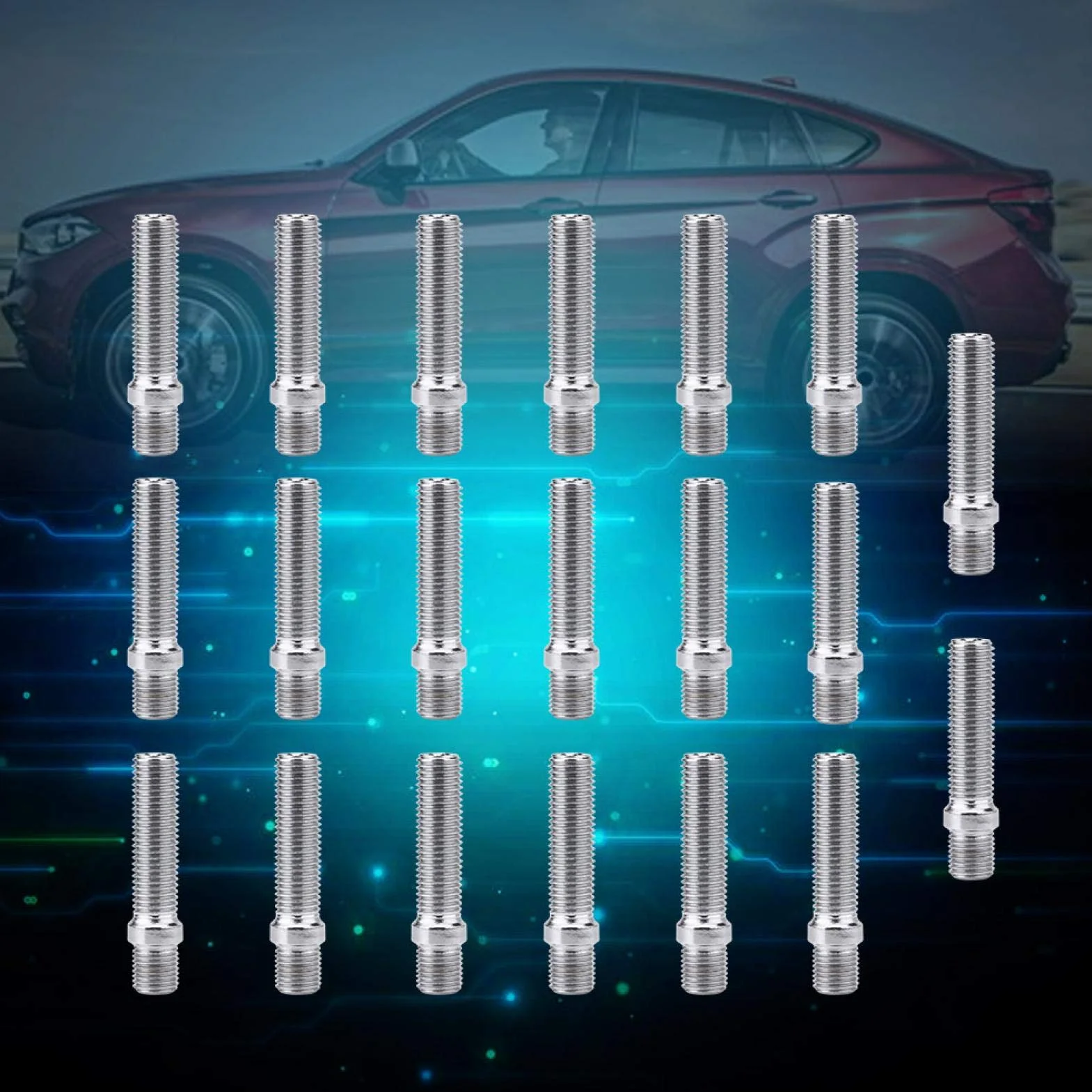 Ymiko 20PCS 12x1.5 Wheels Stud 50mm Extended Wheels Stud Conversion 12x1.5 a 12x1.5 Studs Screw Adapter Fit 1998-2008