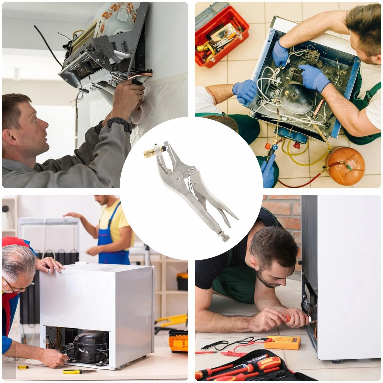 Pinze per perforazione HVAC - Strumenti di riparazione del condizionatore d'aria, strumento di perforazione per recupero del refrigerante | Pinze di bloccaggio del tubo del refrigerante per recup