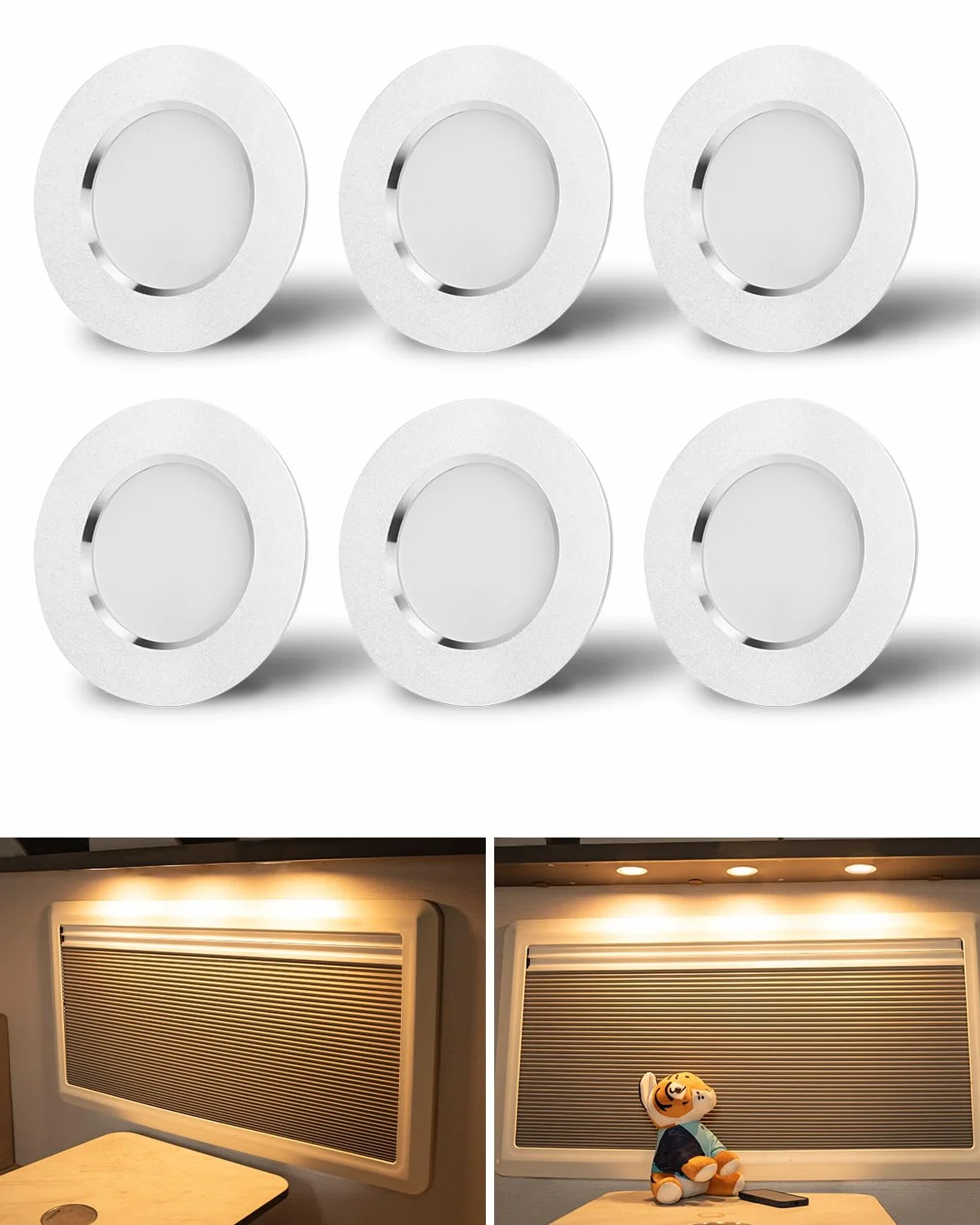 SUPAREE 6 Pezzi Luci LED Camper 12v Interno Faretti 12 Volt LED da Incasso 3000K 400LM 3.5W per Roulotte