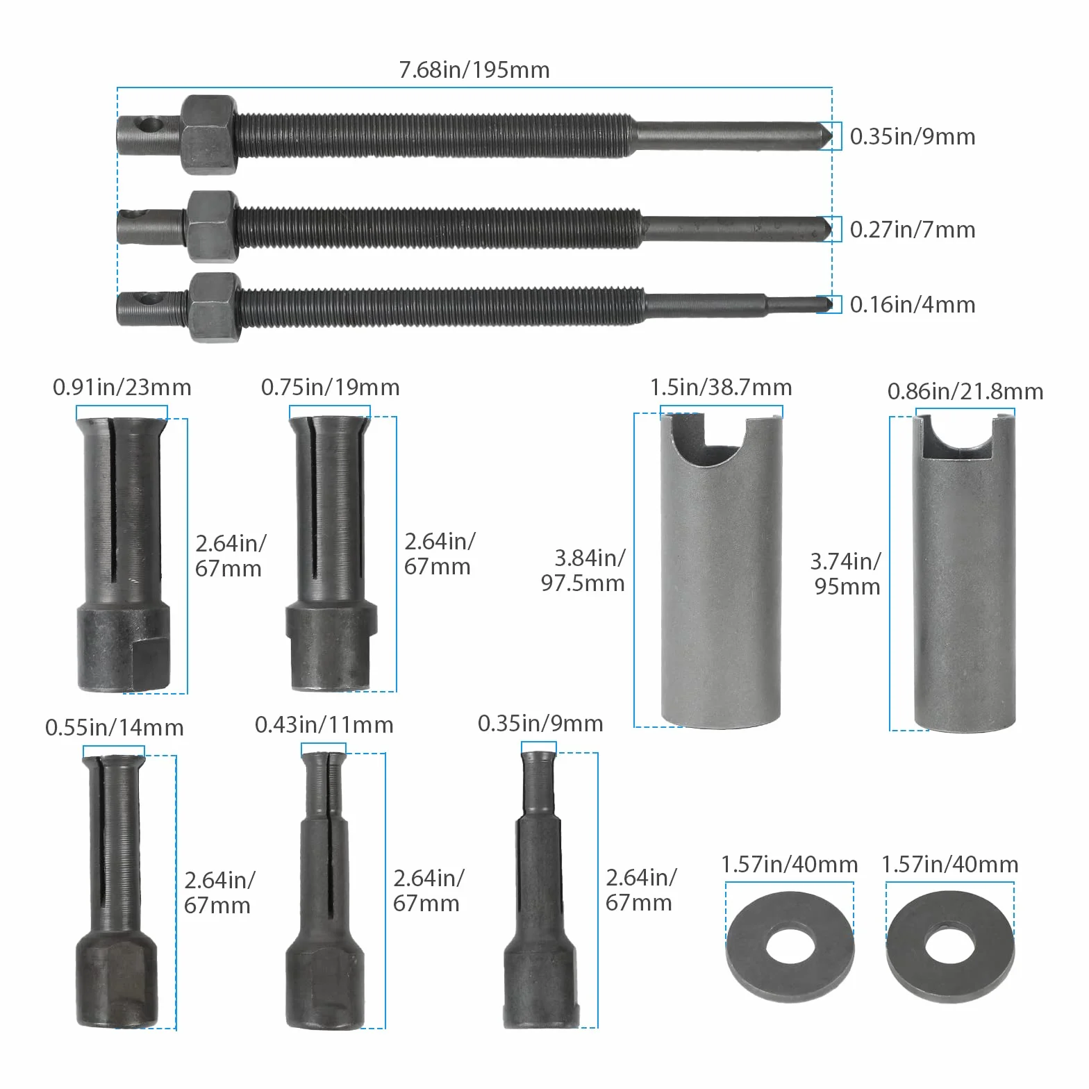 PLAYOCCAR Kit estrattore cuscinetti interni moto 5 dimensioni 9-23 mm