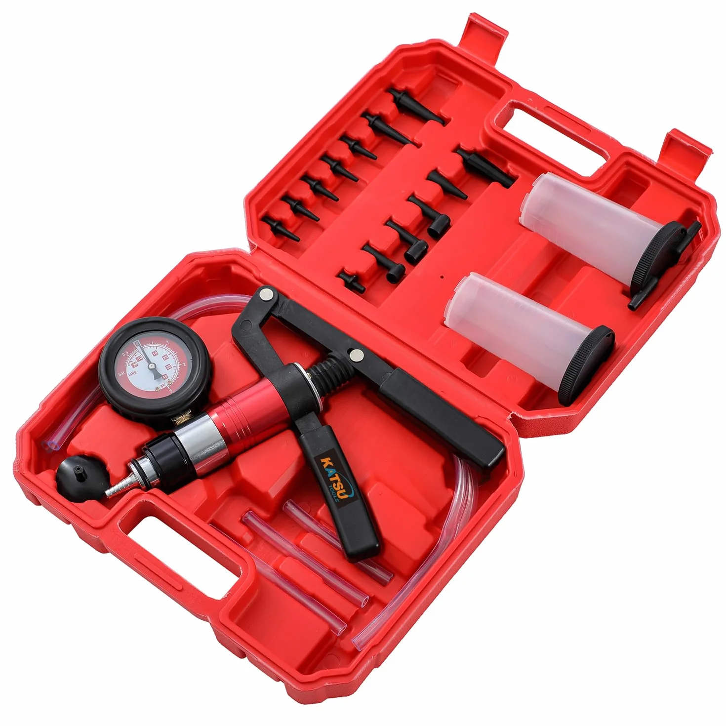KATSU Tools Kit di spurgo freni 2 in 1, tester pompa a vuoto e pressione portatile