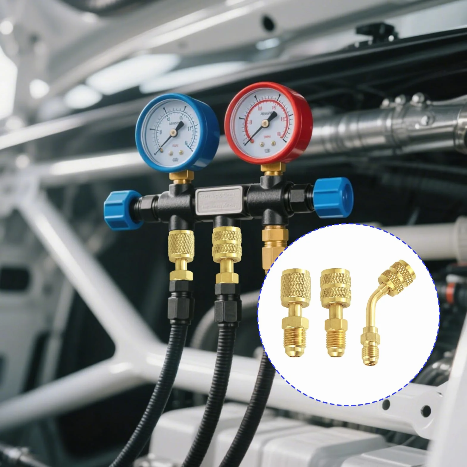 lasuroa 22 Pezzi Kit Adattatore R410A, Dritto e Angolato Adattatore Mini Split Connettori Attacco Femmina 5/16" e Attacco Maschio 1/4" per Condizionatori d'Aria HVAC Impianti di Refrigerazione