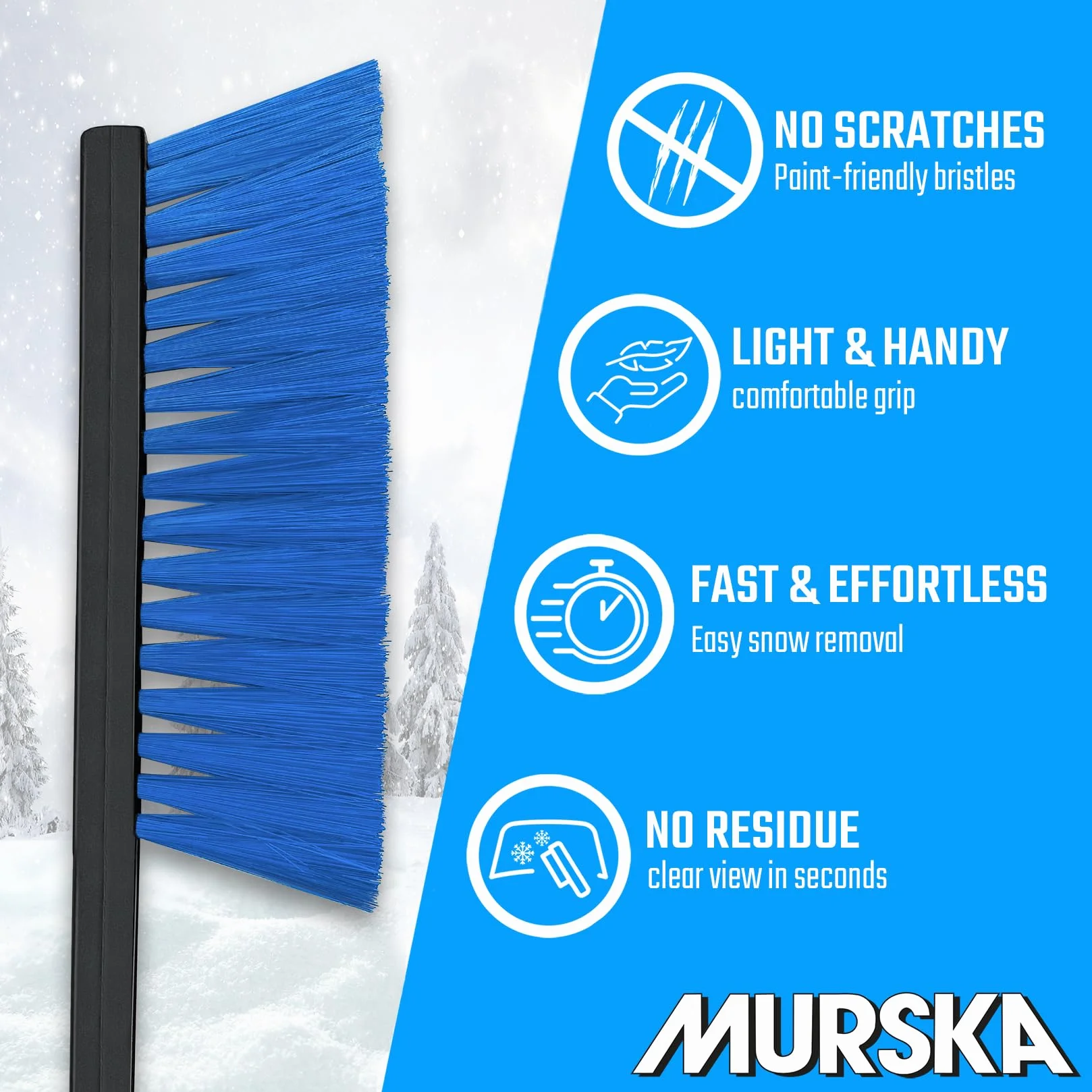 L&P A059-2 Spazzola da Neve Lunga Invernale per Auto 2 Pezzi Nero Blu