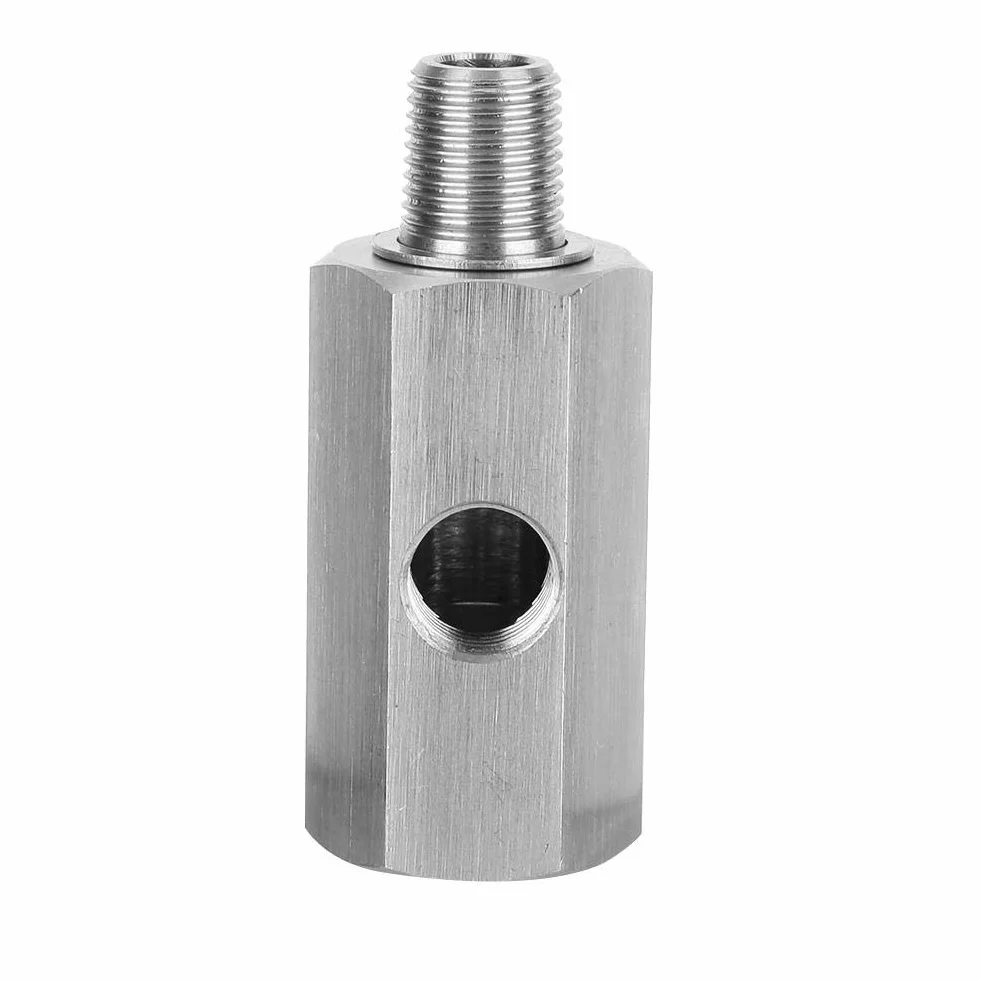 Aramox Adattatore Sensore Pressione Olio Manometro M10 in Acciaio Inossidabile, Tee to NPT Adapter Turbo Supply