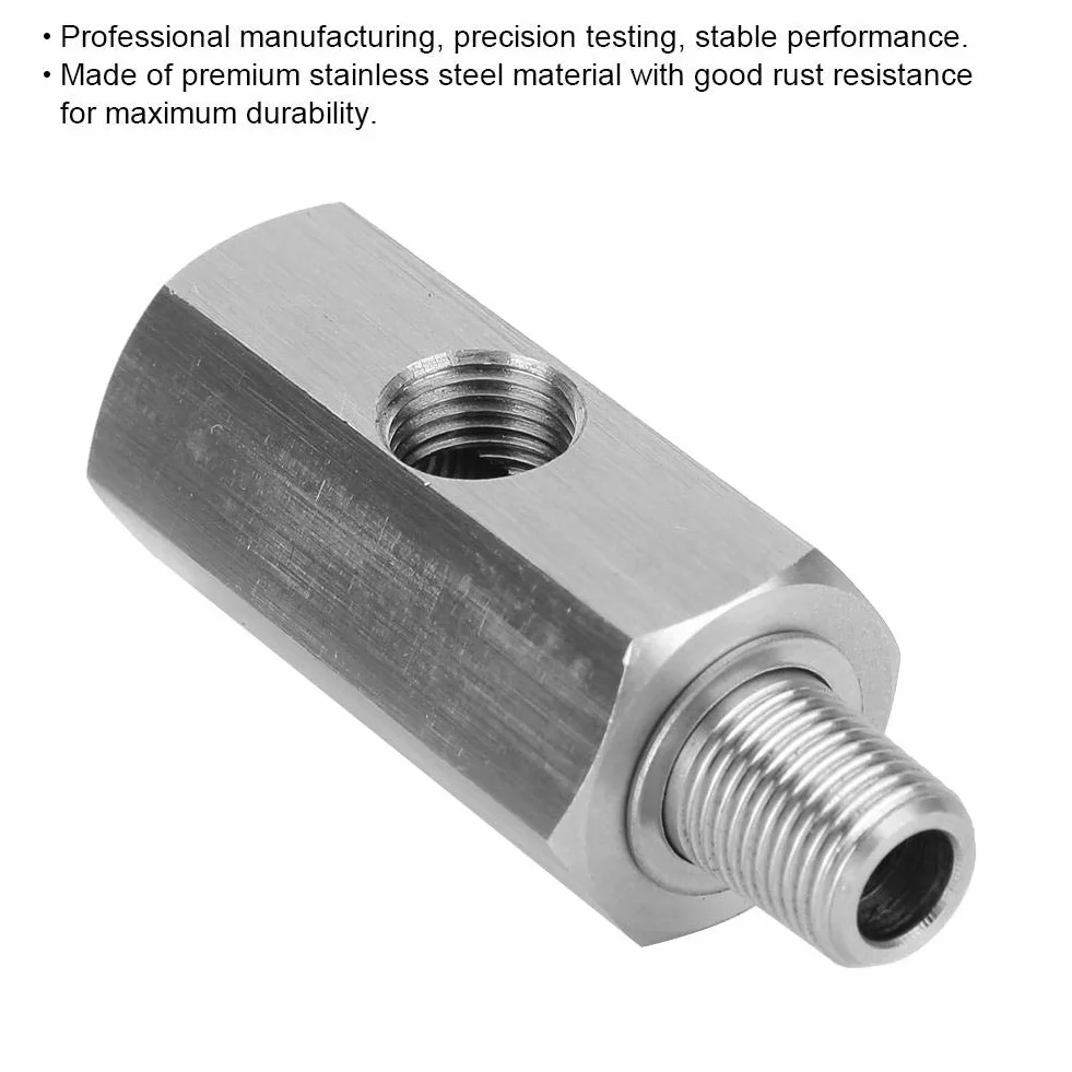 Aramox Adattatore Sensore Pressione Olio Manometro M10 in Acciaio Inossidabile, Tee to NPT Adapter Turbo Supply