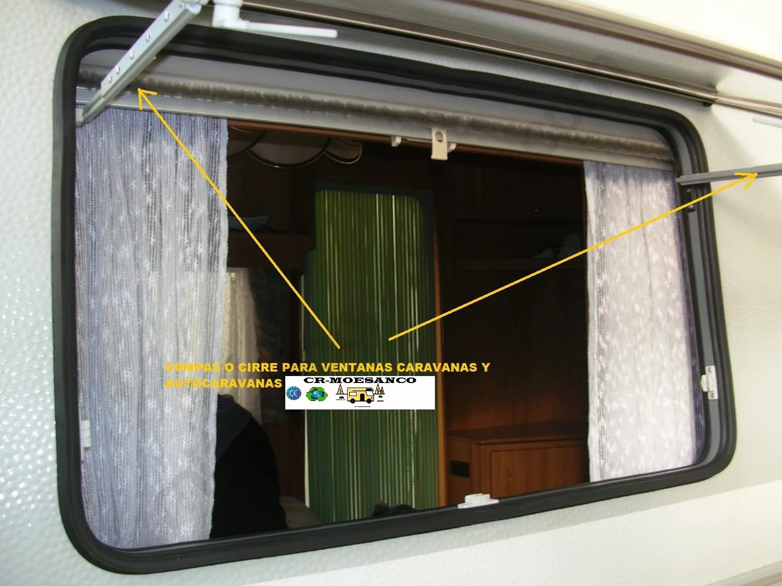 CR-MOESANCO Braccetto Finestra Camper Rinforzato Compasso Polyplastic 110mm Universale Ambidestro