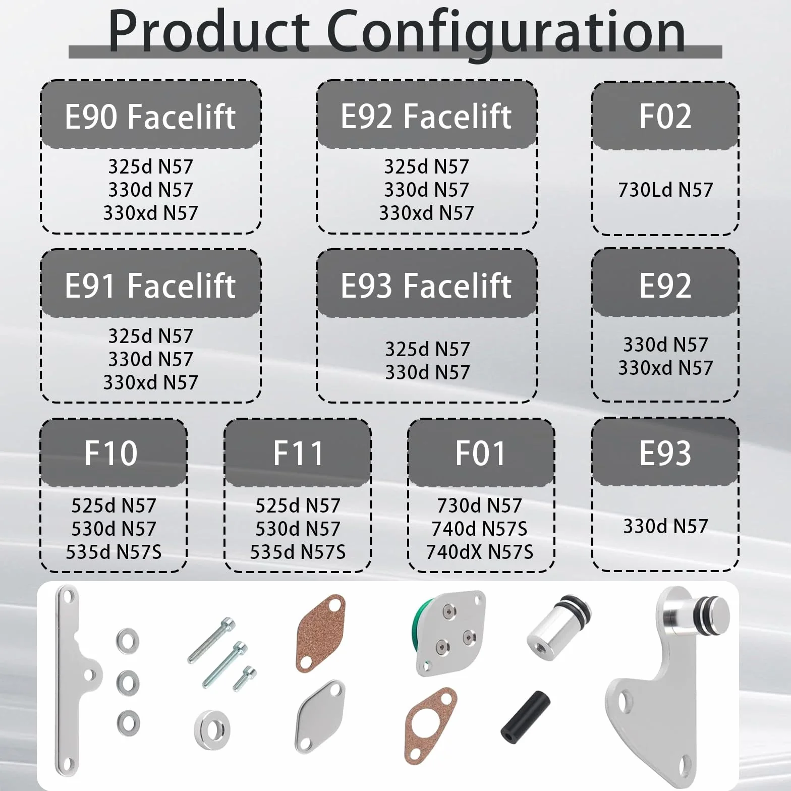 Kit Rimozione Valvola EGR E Raffreddatore Per Motori N57/N57s, Compatibile Con E90, E92, E93, F10, F11, F01, F02 (325d, 330d, 525d, 730d) Sostituisce Oem 11717805446, 11718518878, 11617807480