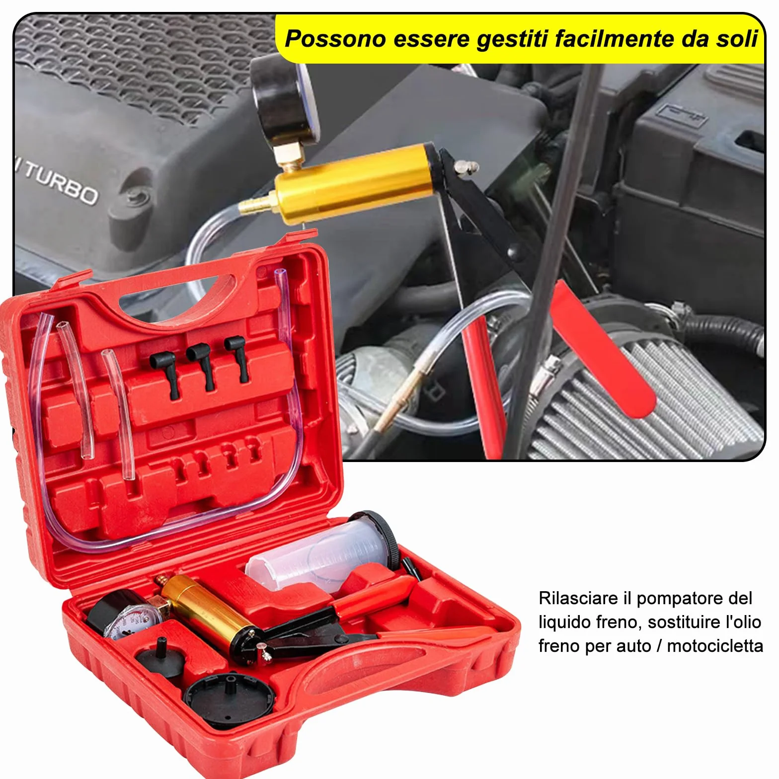 Freni Auto Kit Spurgo Liquido Freni Pompa Manuale Svuotare
