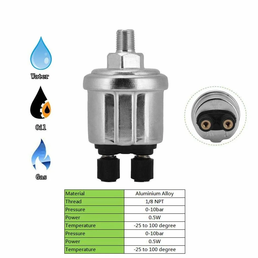 Sensore di pressione olio olio, misuratore di pressione filettatura 1 / 8NPT, unità sensore di pressione motore auto 0-10 bar per, acqua, olio, gas