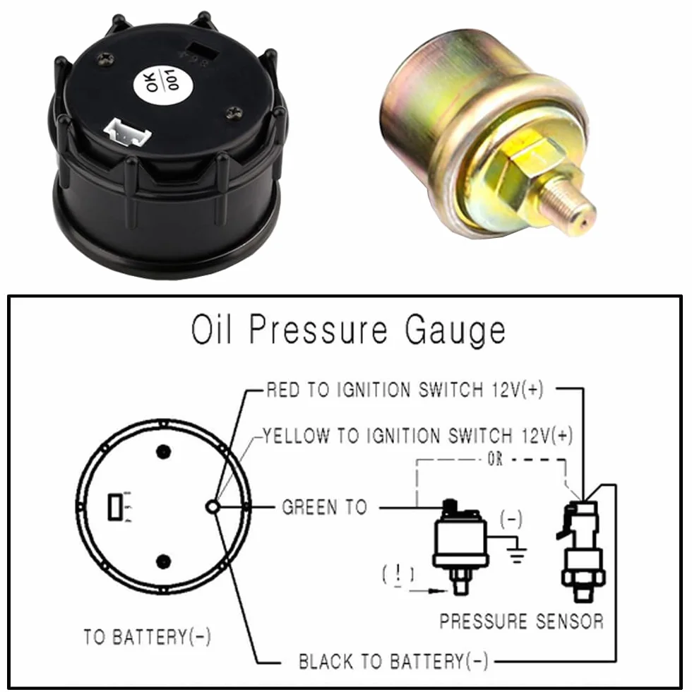 ETOPARS Universale Olio Pressa Manometro 2 Pollici 52mm Pressione Digitale Bar Indicatore Rosso Luce