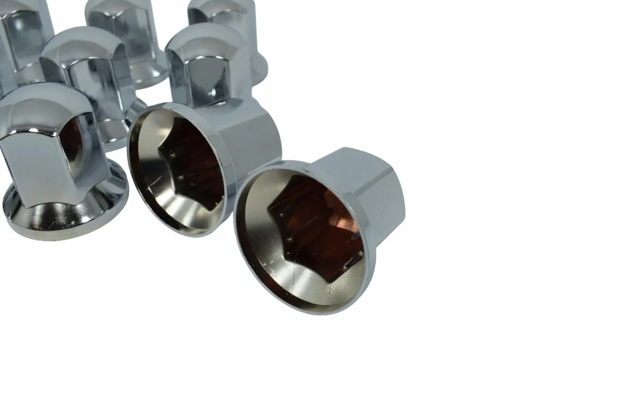 25x Tappi dado ruota lunghi 32 mm, cromati, in plastica, per rimorchio di camion