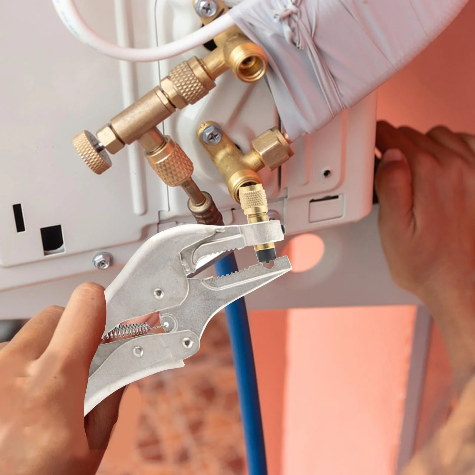 Pinze per perforazione HVAC - Strumenti di riparazione del condizionatore d'aria, strumento di perforazione per recupero del refrigerante | Pinze di bloccaggio del tubo del refrigerante per recup