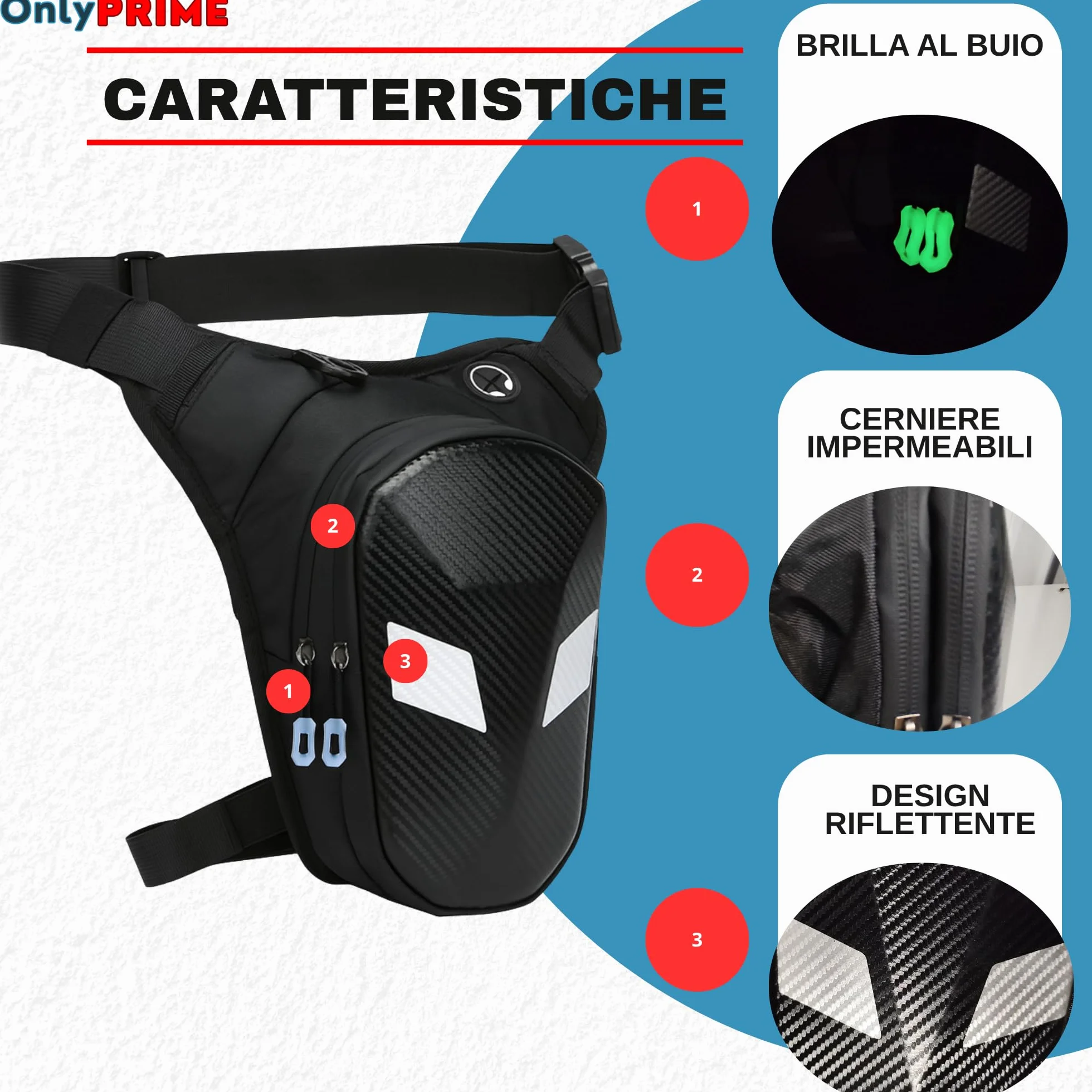 Marsupio da Gamba Tattico Impermeabile per Moto Uomo – Borsello Gamba Resistente con Copertina Rigida