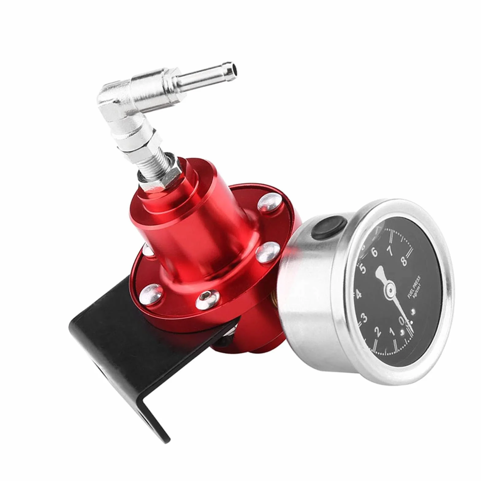 Yctze Regolatore Pressione Benzina - Componenti di distribuzione ricambi Auto Regolatore di Pressione del Carburante FPR Regolabile in Alluminio Universale con manometro per Auto Rossa