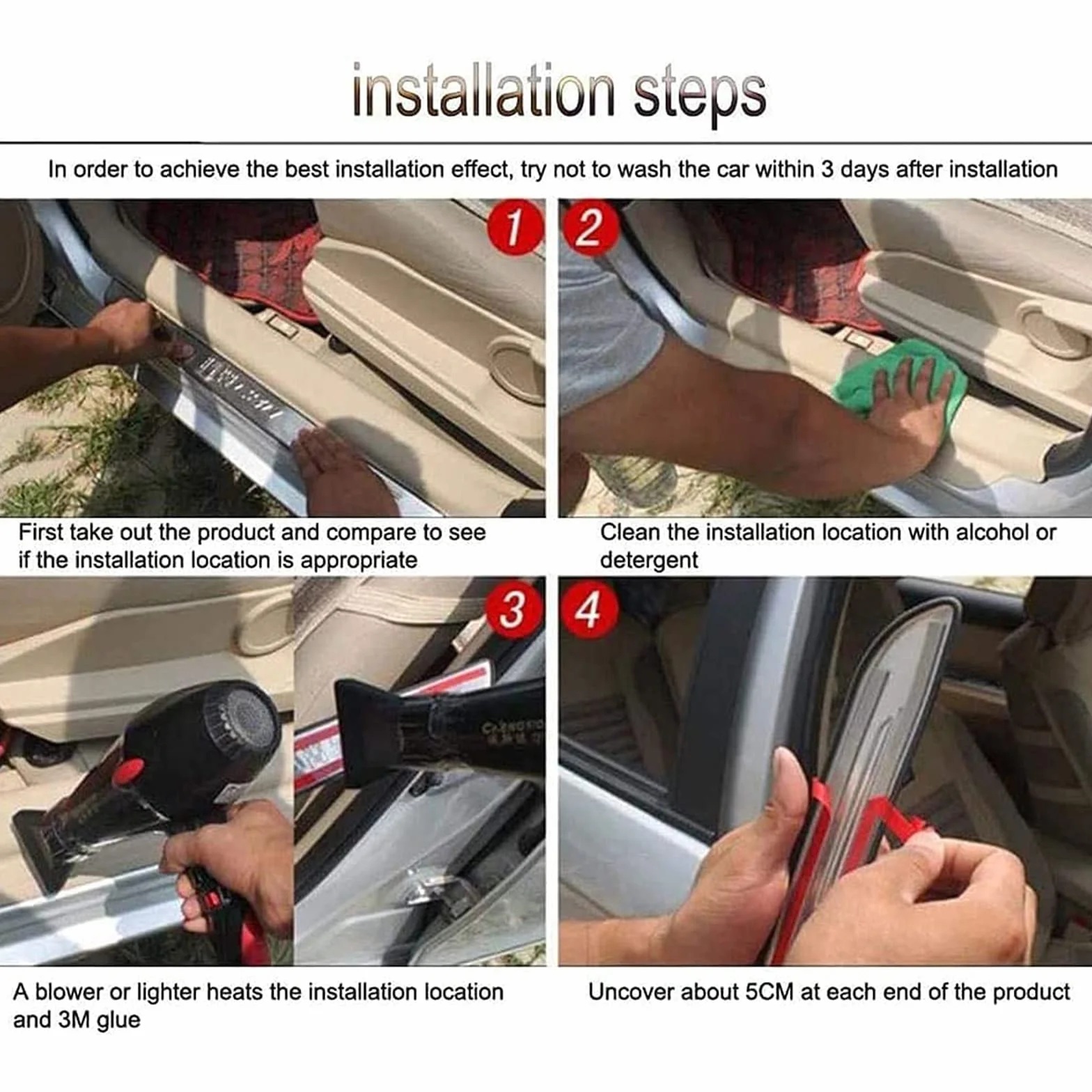 EAGLEG 4 Pezzi Acciaio Inox Battitacco per Auto Sticker, per Ren-Ault Captur 2015-2020, Esterno Battitacco Protezione Plates Anti-Graffio Scuff Adesivi Decorativi Accessori,Silver