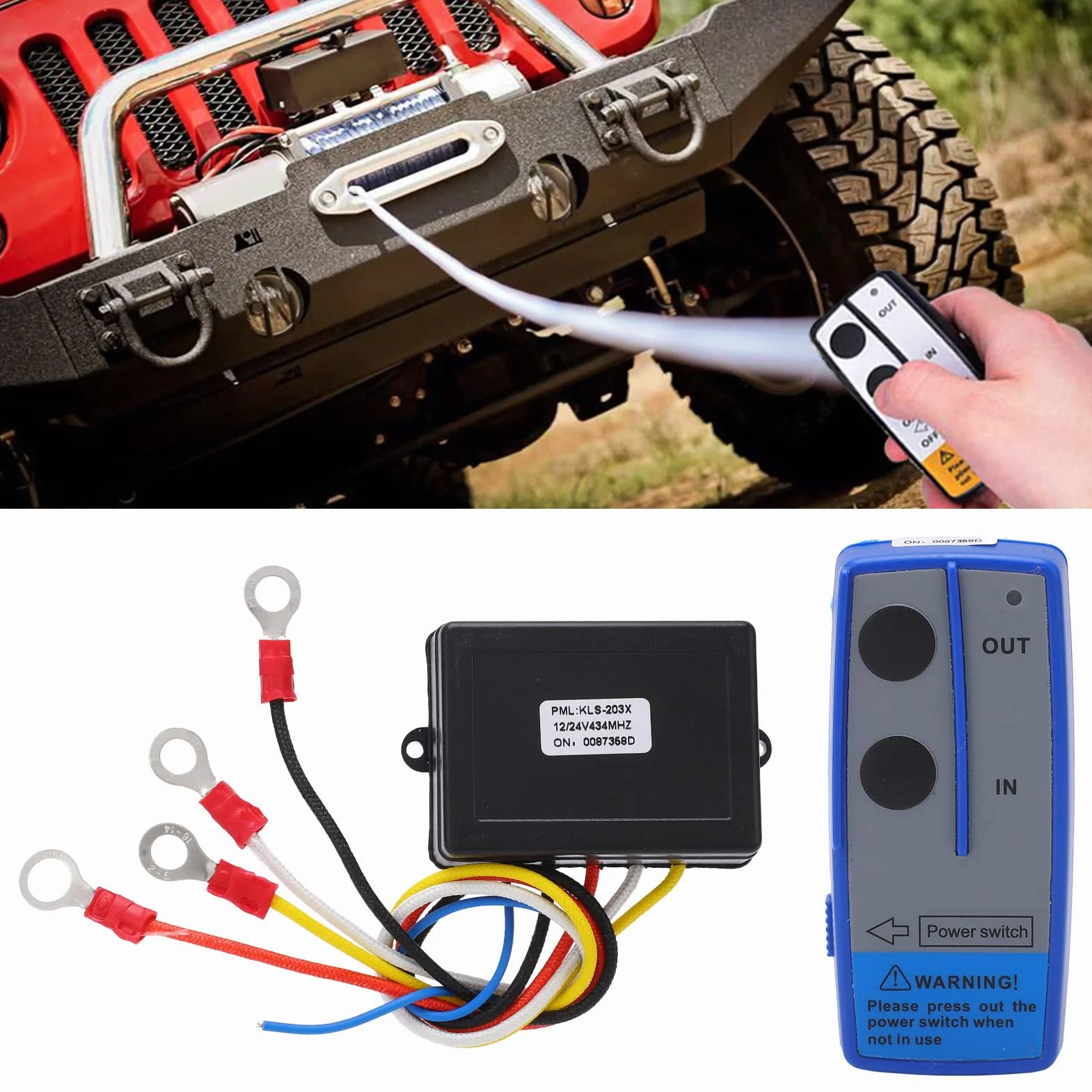 Aramox Universal Wireless Remote Control Kit for Winch 12V/24V 434MHz Receiver Truck ATV SUV