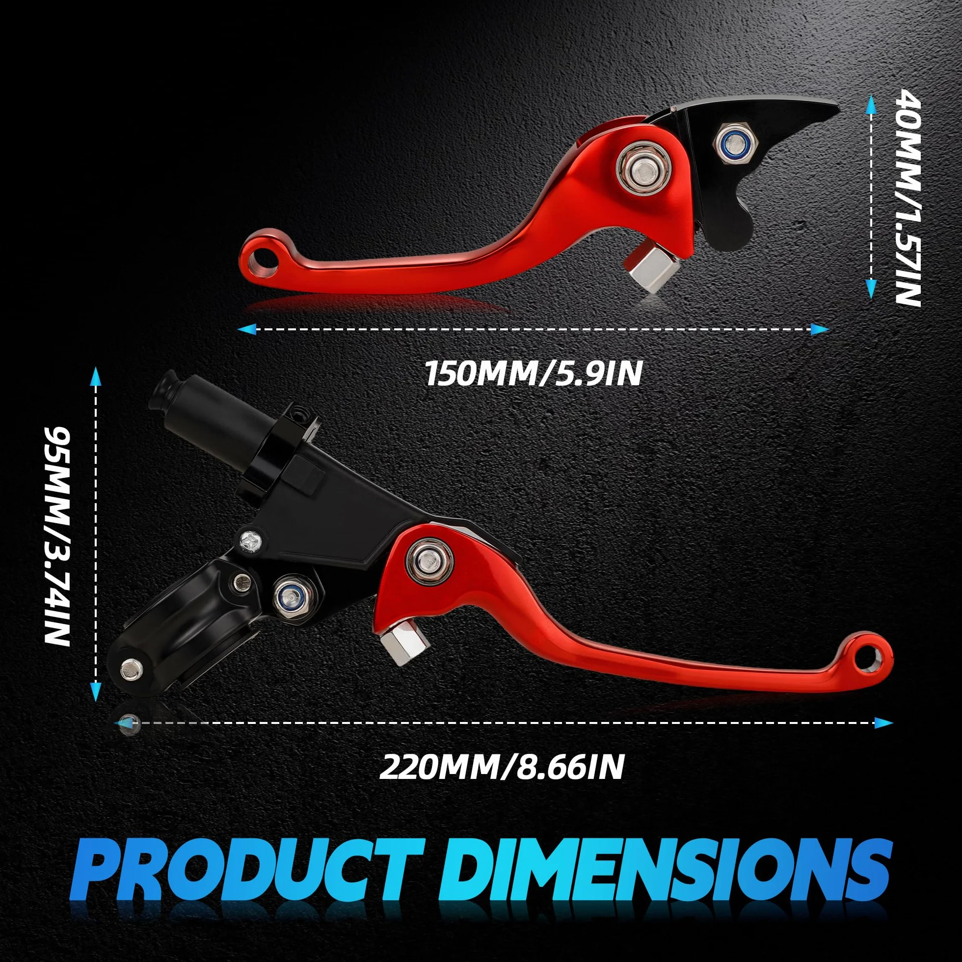 Leva frizione freno pit bike 1 coppia 7/8" 22mm alluminio forgiato pieghevole per 50CC-150CC CRF XR 90/110/125/140/150cc Pit Dirt Bike ATV Mini Bike Rosso