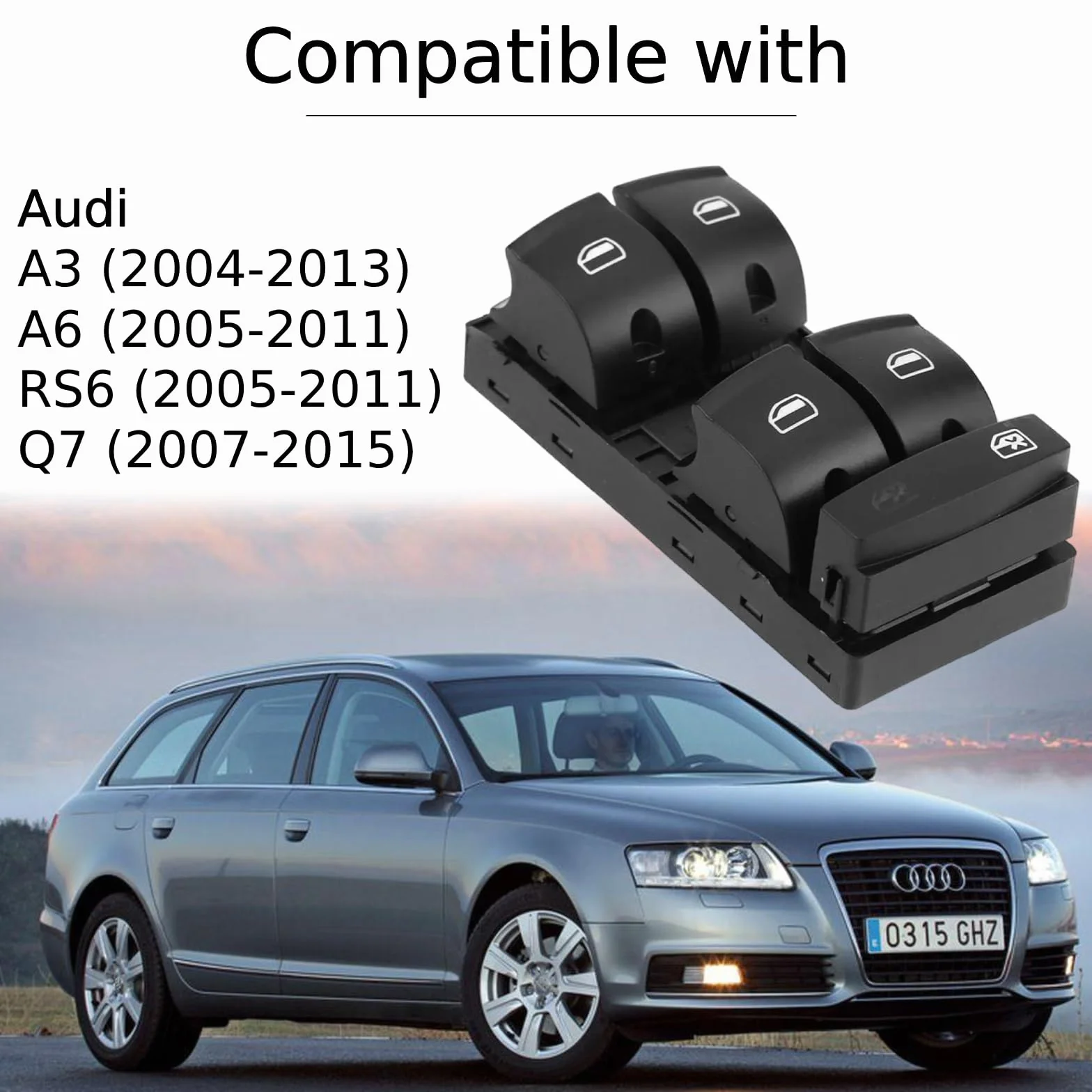 Interruttore Alzacristallo 4F0959851F Compatibile con Audi A3 S3 A6 S6 RS6 Q7 Porta Anteriore Sinistra
