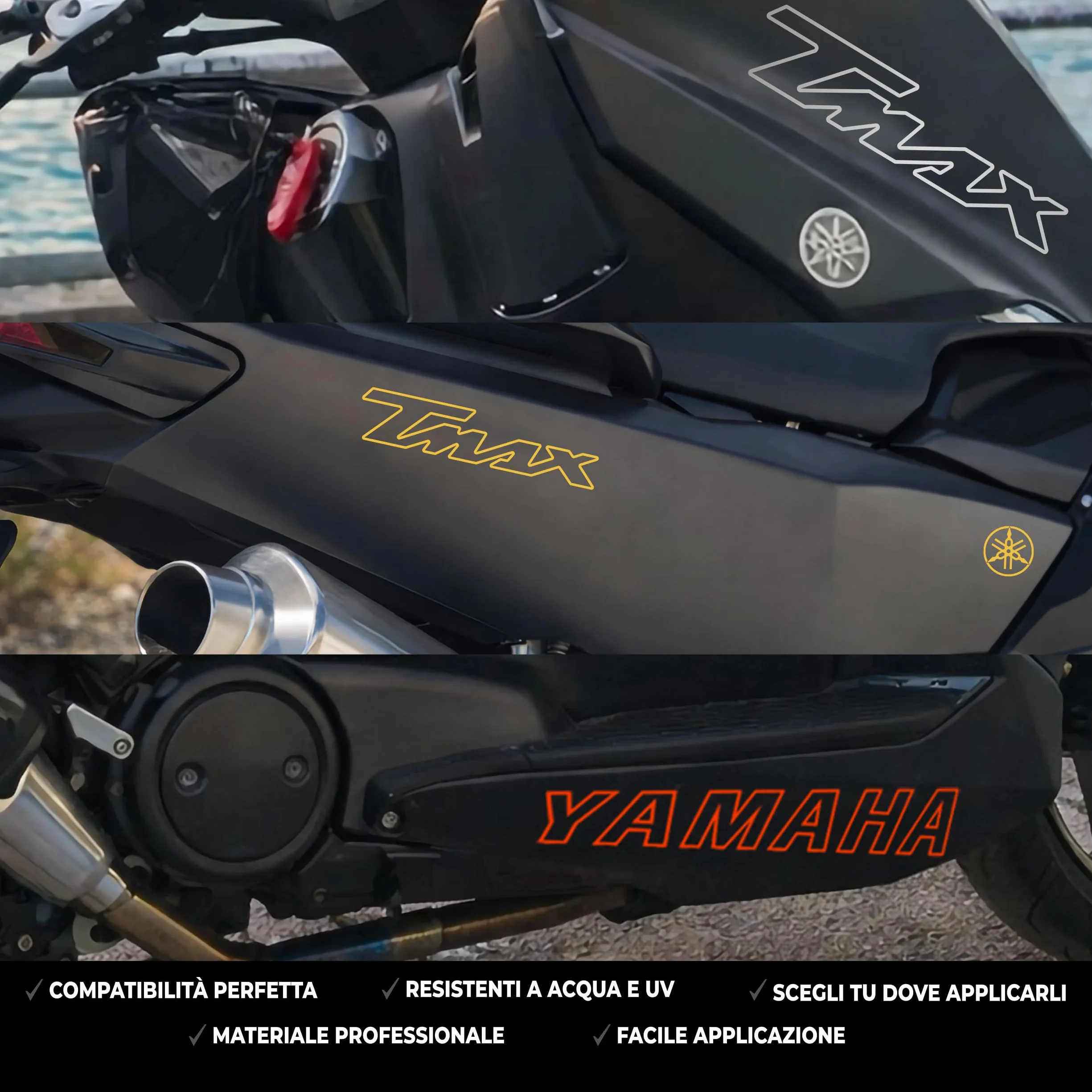 Adesivi Compatibili con Yamaha TMAX 500/530 / 560 – Kit Sticker Moto Scooter in Vinile Alta Qualità – Impermeabili, Resistenti UV – Facile Applicazione – Vari Colori