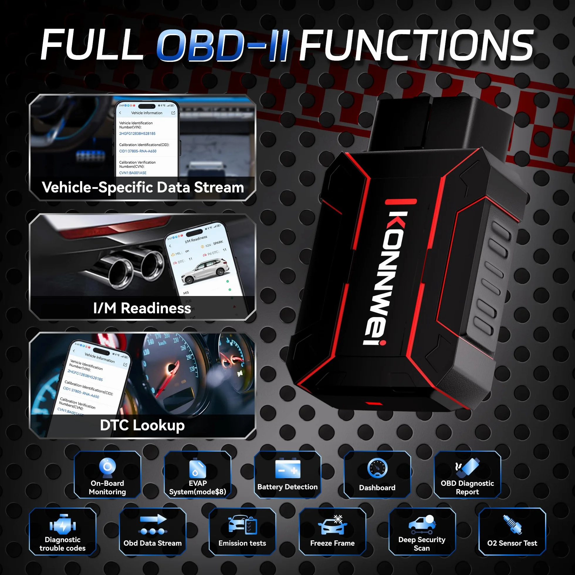 KONNWEI MAXOBD OBD2 Bluetooth Scanner OBDII Code Reader Auto Check Engine Light